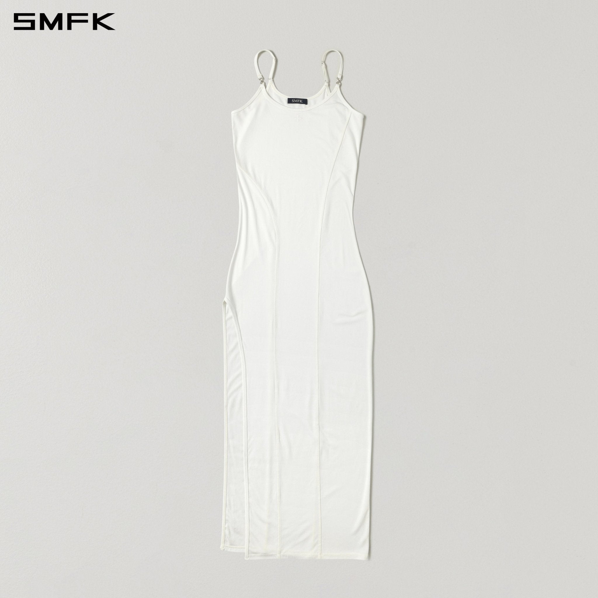 SMFK White Halter-Neck Slit Maxi Dress | MADAX