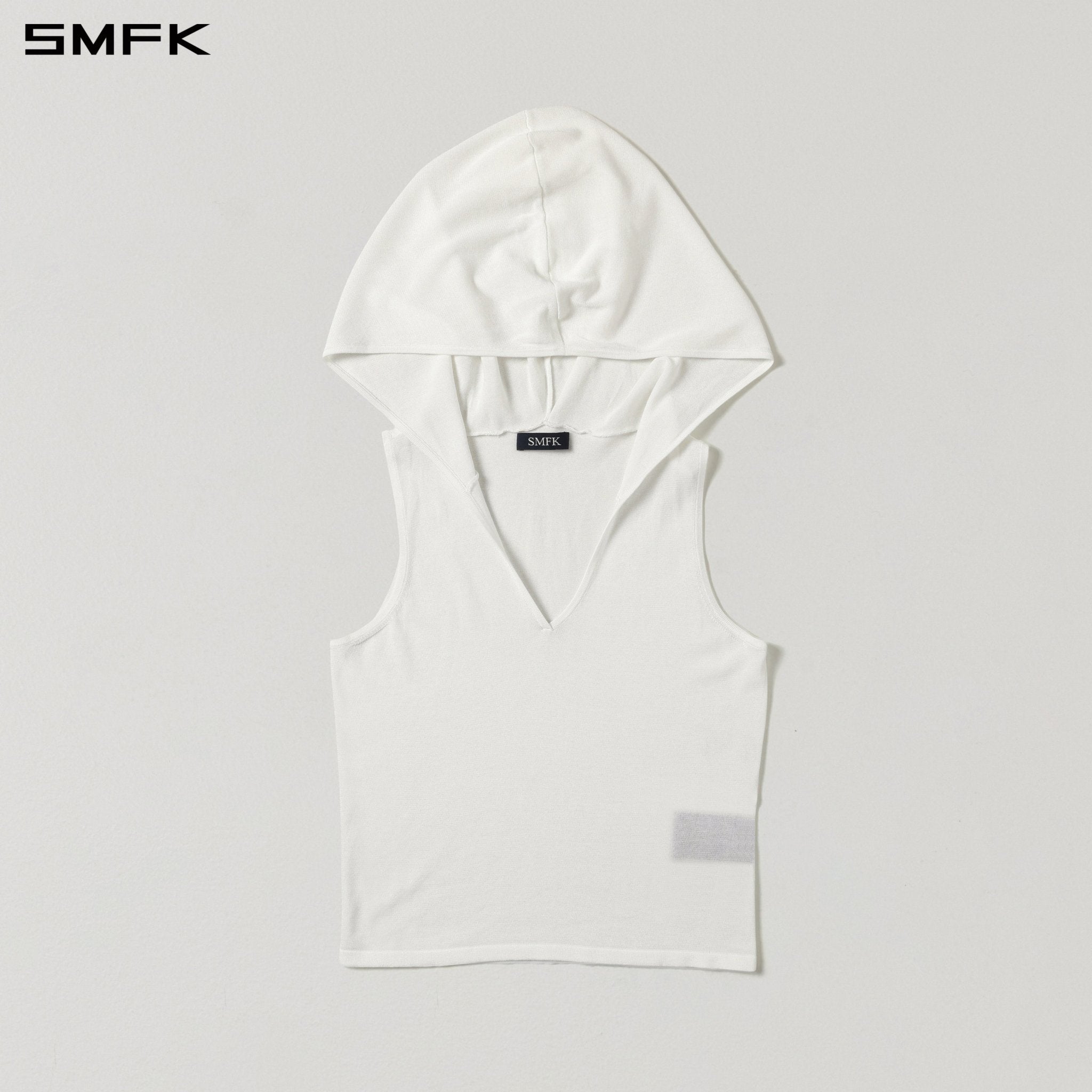 SMFK White Knitted Hooded Vest | MADAX
