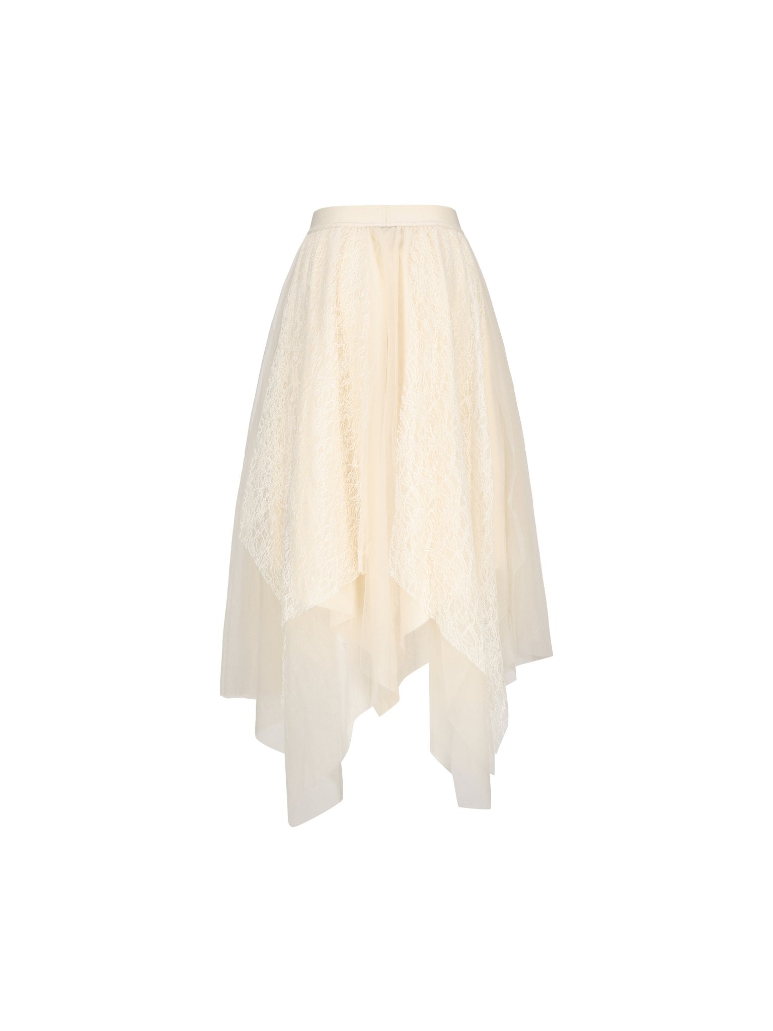 ELYWOOD White Lace Gauze Skirt | MADAX