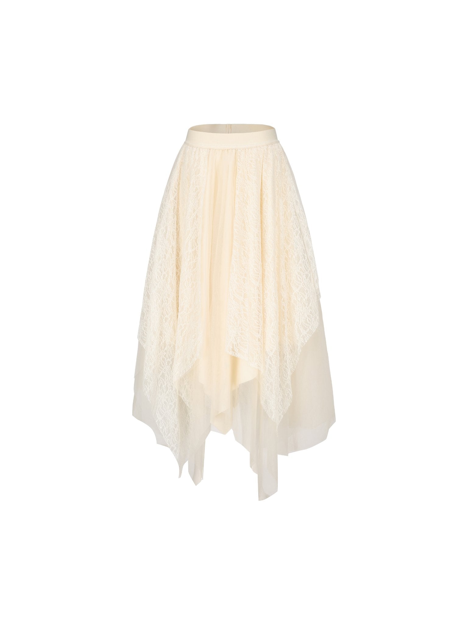 ELYWOOD White Lace Gauze Skirt | MADAX