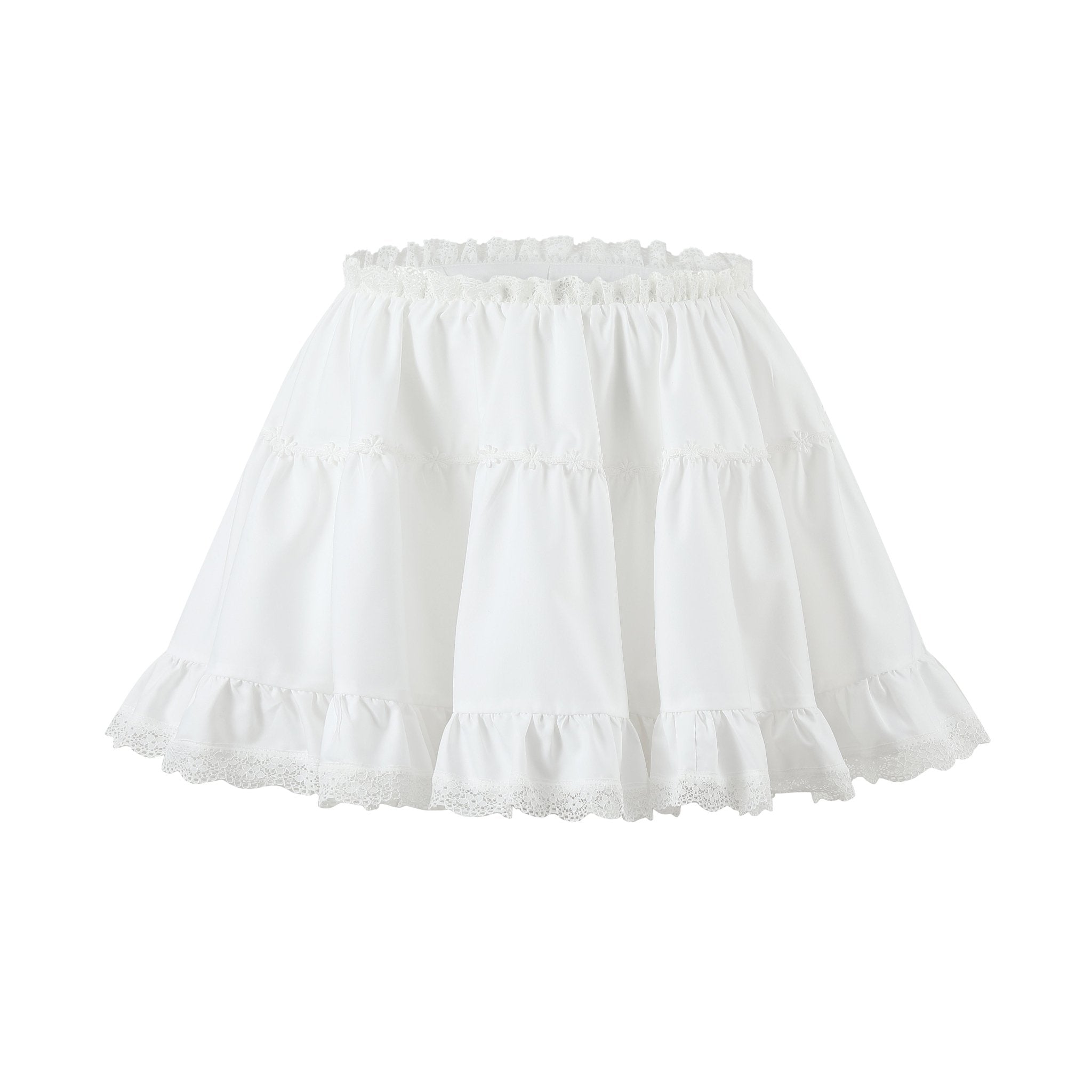 THREE QUARTERS White Lace Lace Ballet Halter Skirt | MADA IN CHINA