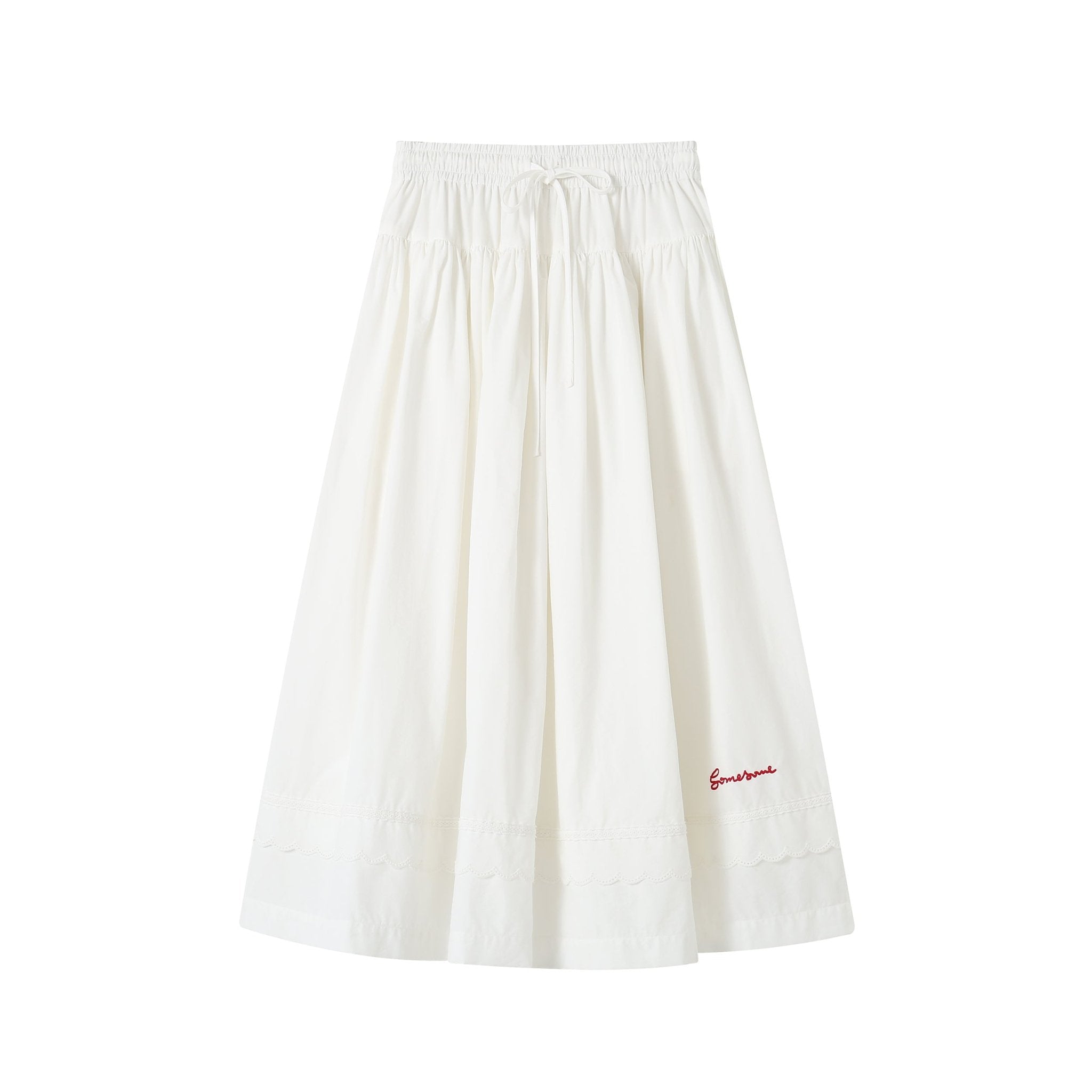 SOMESOWE White Lace Splicing Airy Skirt | MADA IN CHINA