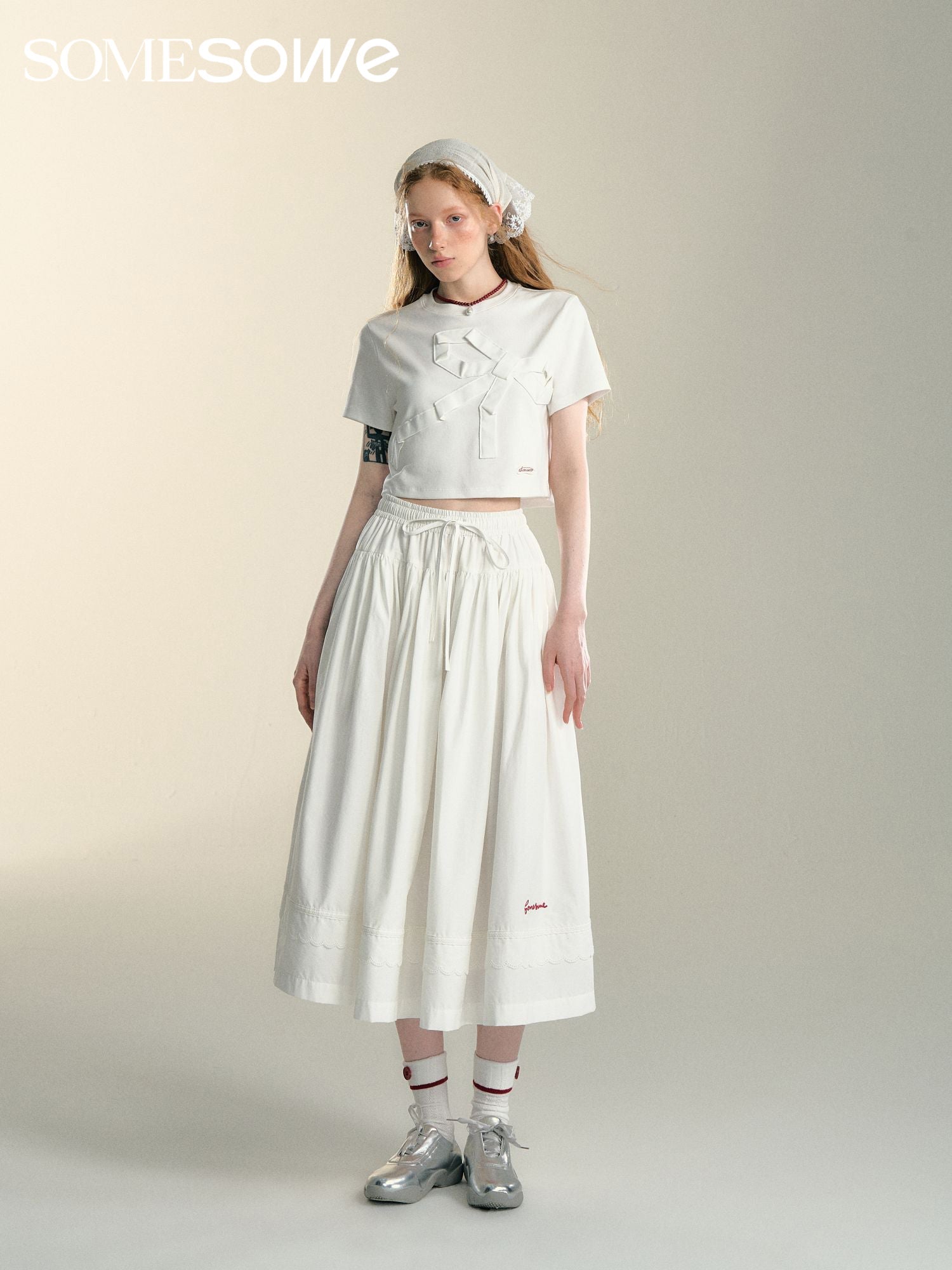 SOMESOWE White Lace Splicing Airy Skirt | MADA IN CHINA