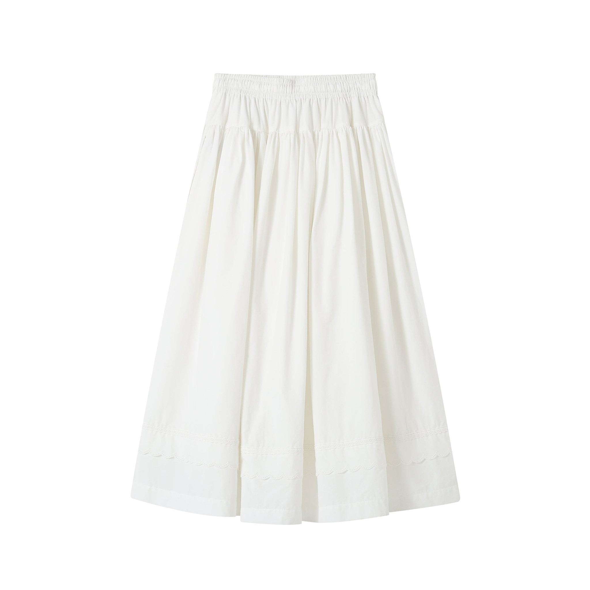 SOMESOWE White Lace Splicing Airy Skirt | MADA IN CHINA