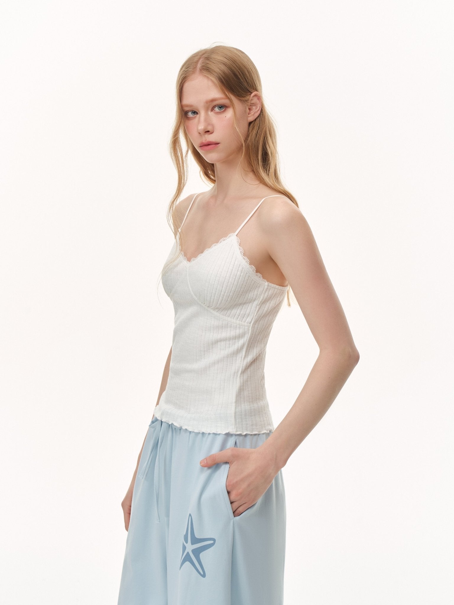 CLIMAX VISION White Lace - Trimmed V - Neck Camisole | MADAX
