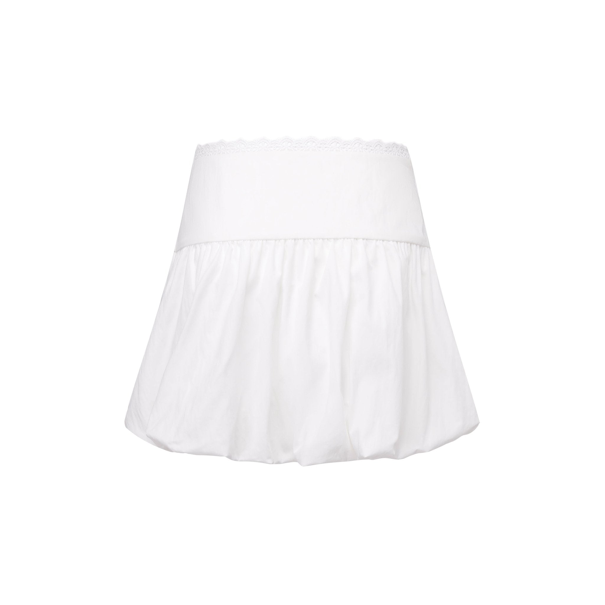 THREE QUARTERS White Lace Waist Head Pod Half Skirt | MADA IN CHINA