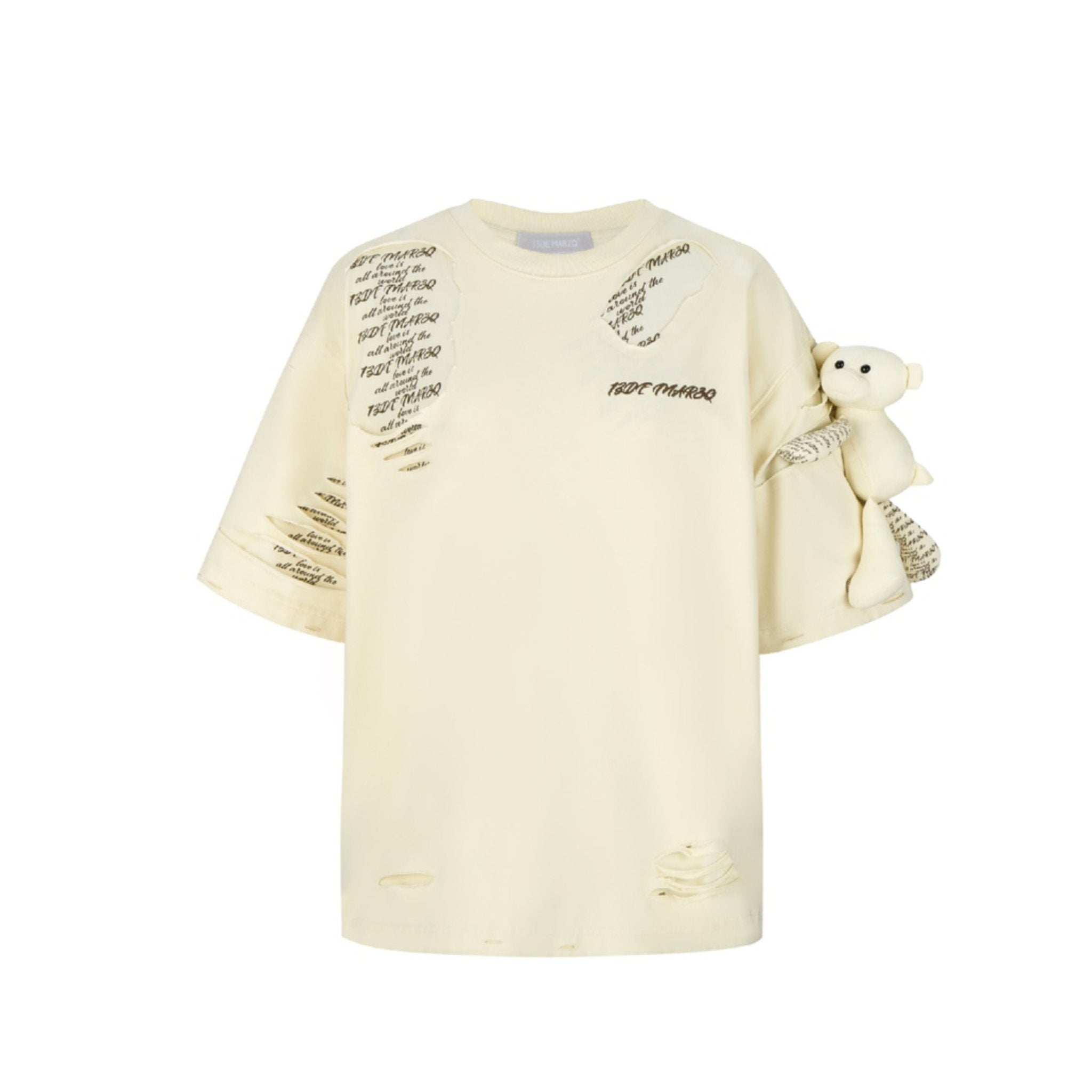 13DE MARZO White Logo Broken Back T-shirt | MADA IN CHINA