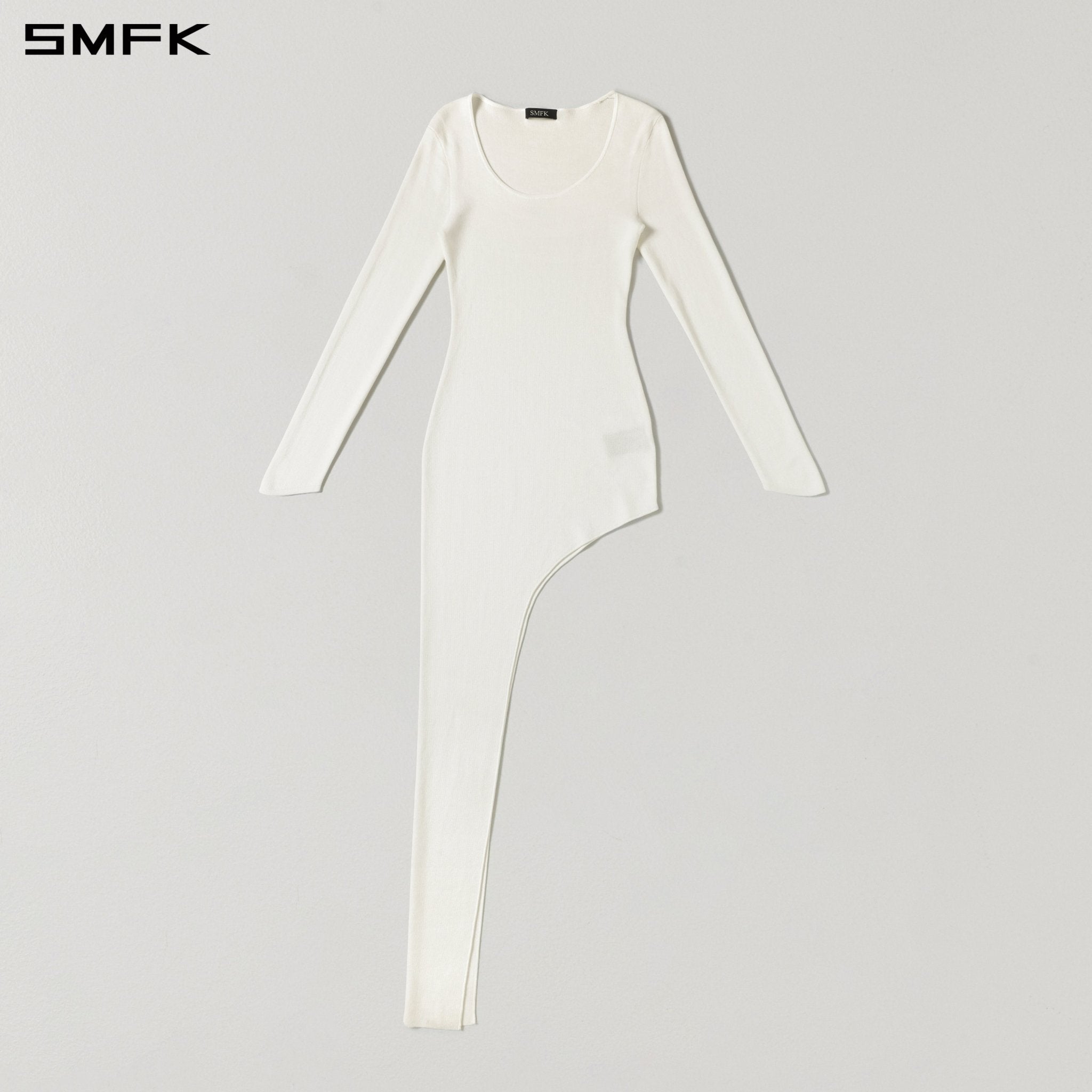 SMFK White Long-Sleeved Knit Evening Dress | MADAX