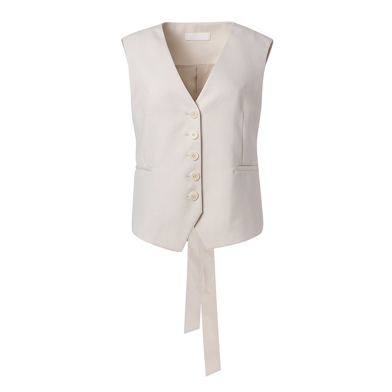 Ther. White Martingale V-neck Waistcoat | MADA IN CHINA