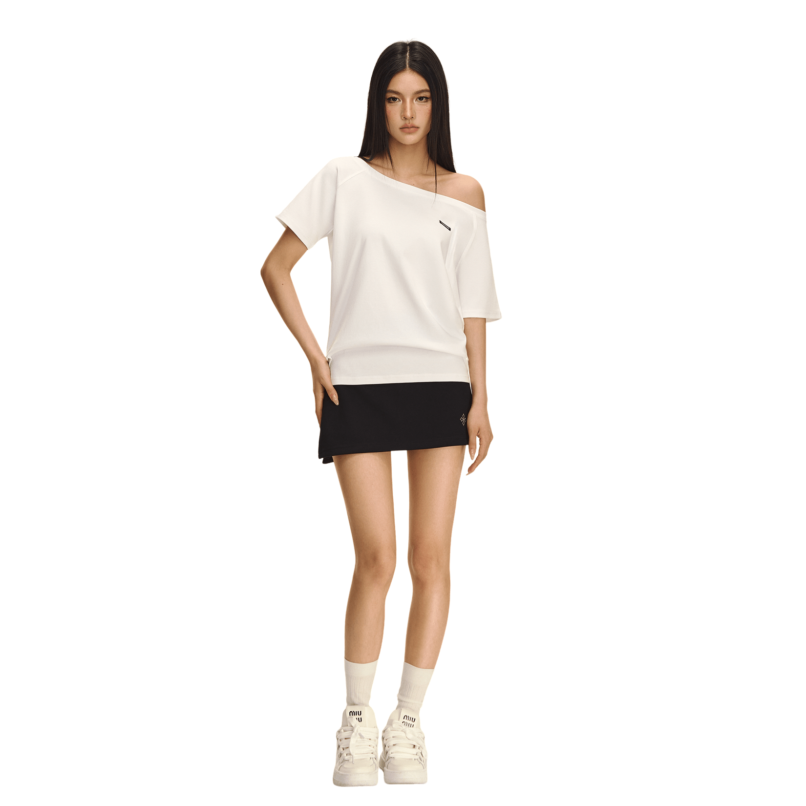 Climax Vision White Off - shoulder Stacked Short Sleeves | MADAX