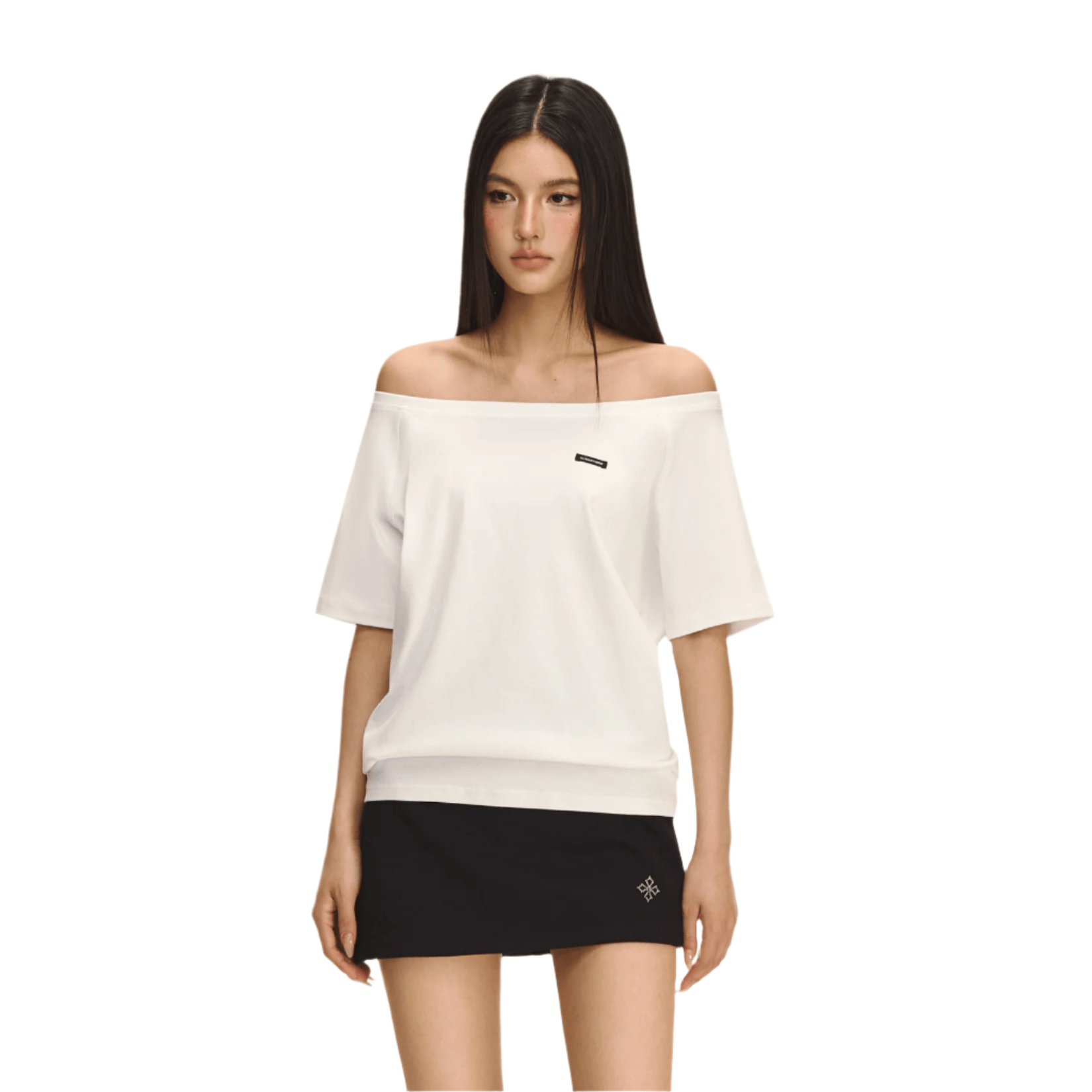 Climax Vision White Off - shoulder Stacked Short Sleeves | MADAX