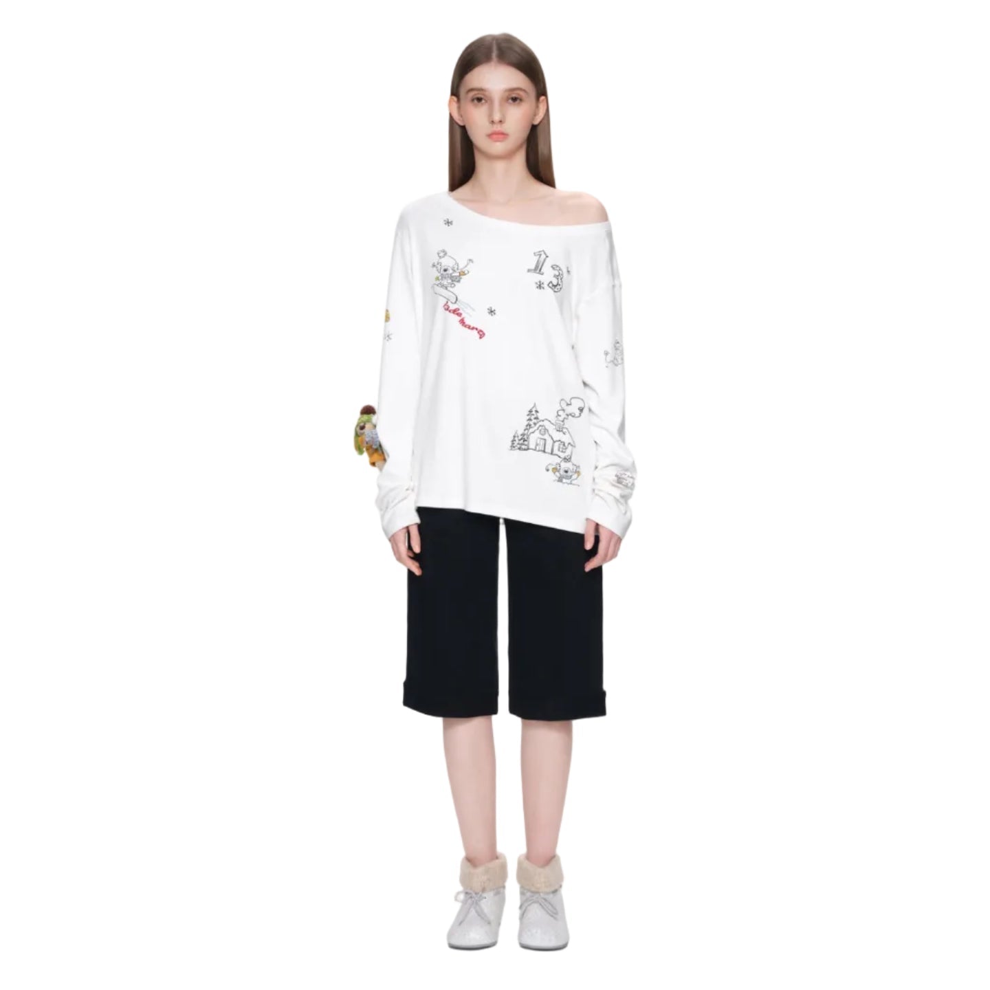 13DE MARZO White Off-shoulder T-shirt | MADAX