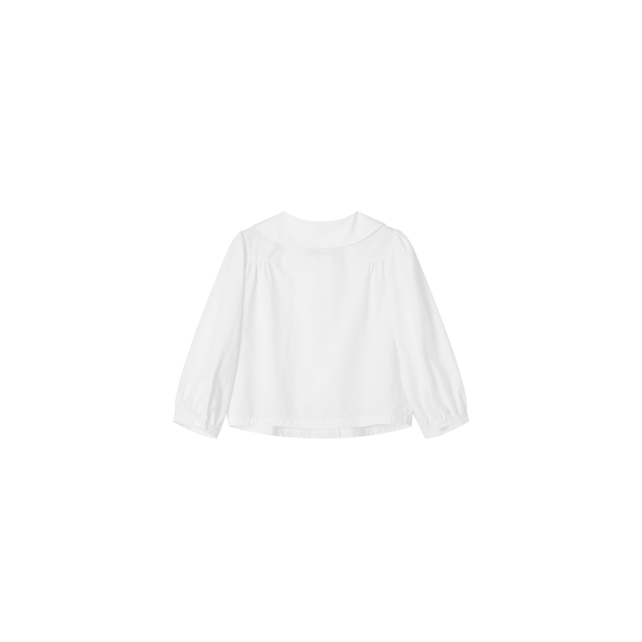 SOMESOWE White Peter Pan Collar Three-Quarter Sleeve Shirt | MADAX