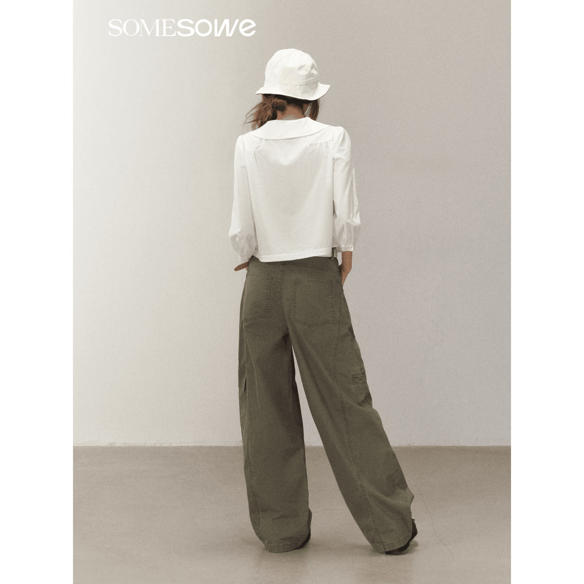 SOMESOWE White Peter Pan Collar Three-Quarter Sleeve Shirt | MADAX