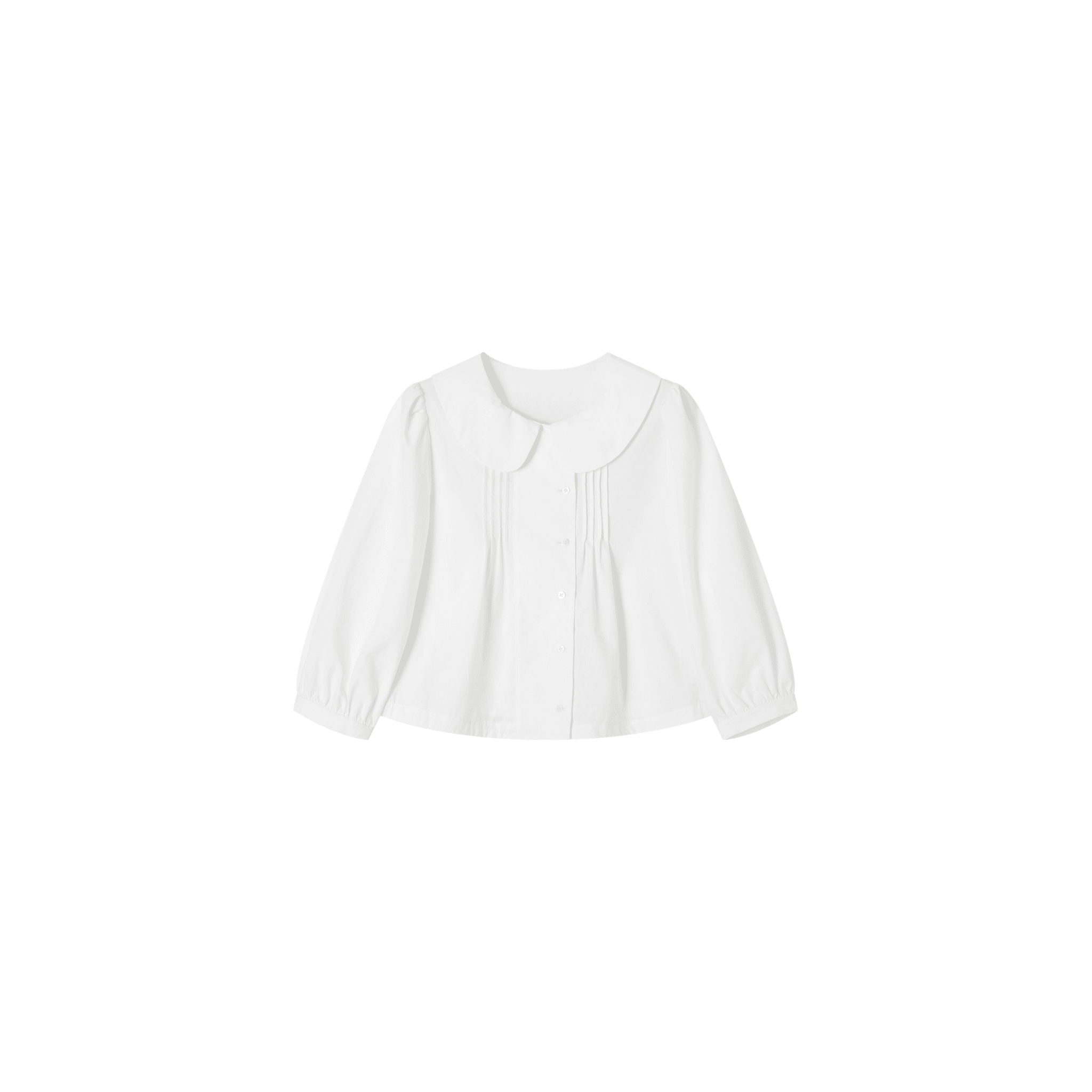 SOMESOWE White Peter Pan Collar Three-Quarter Sleeve Shirt | MADAX