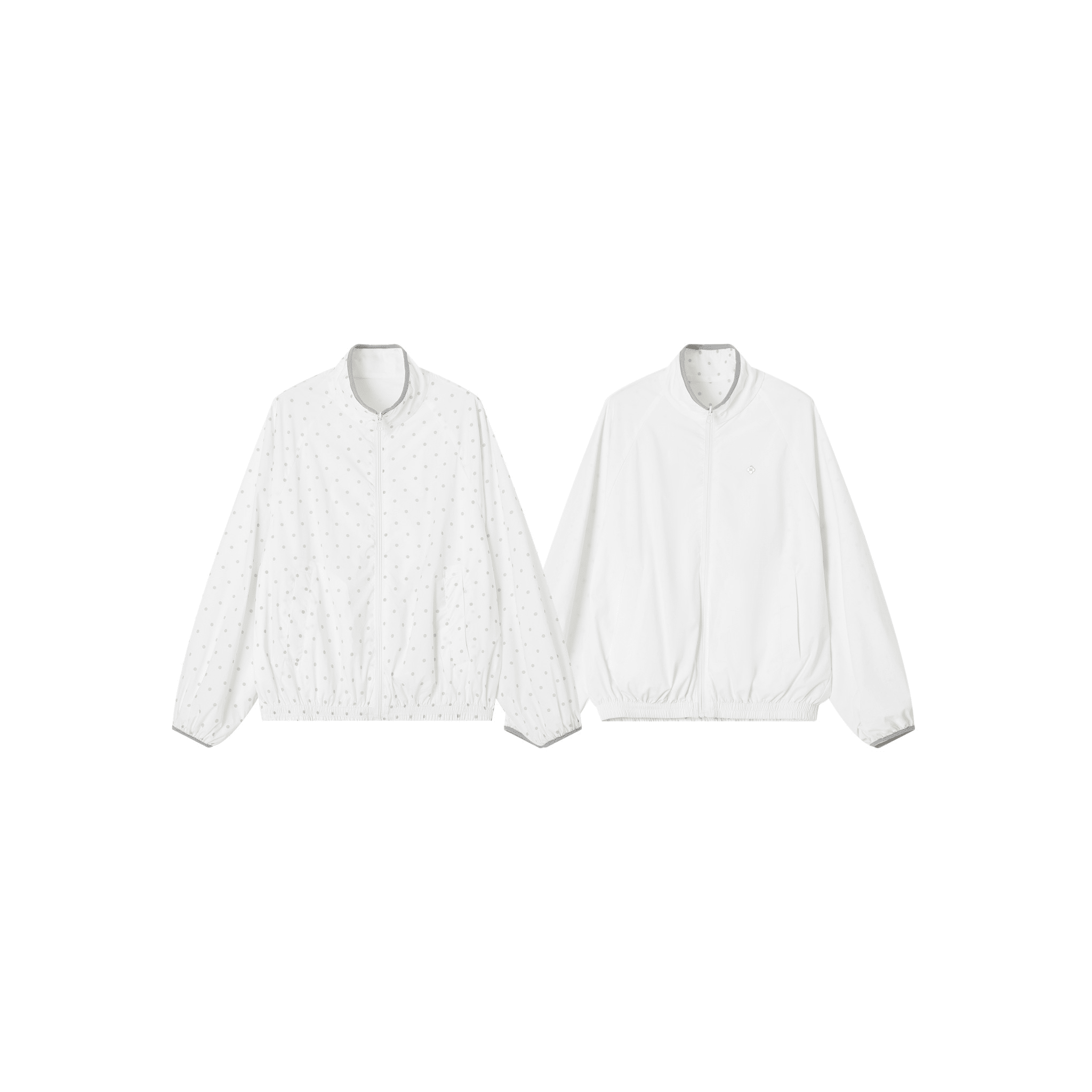 SOMESOWE White Polka Dot Reversible Stand-Collar Jacket | MADAX