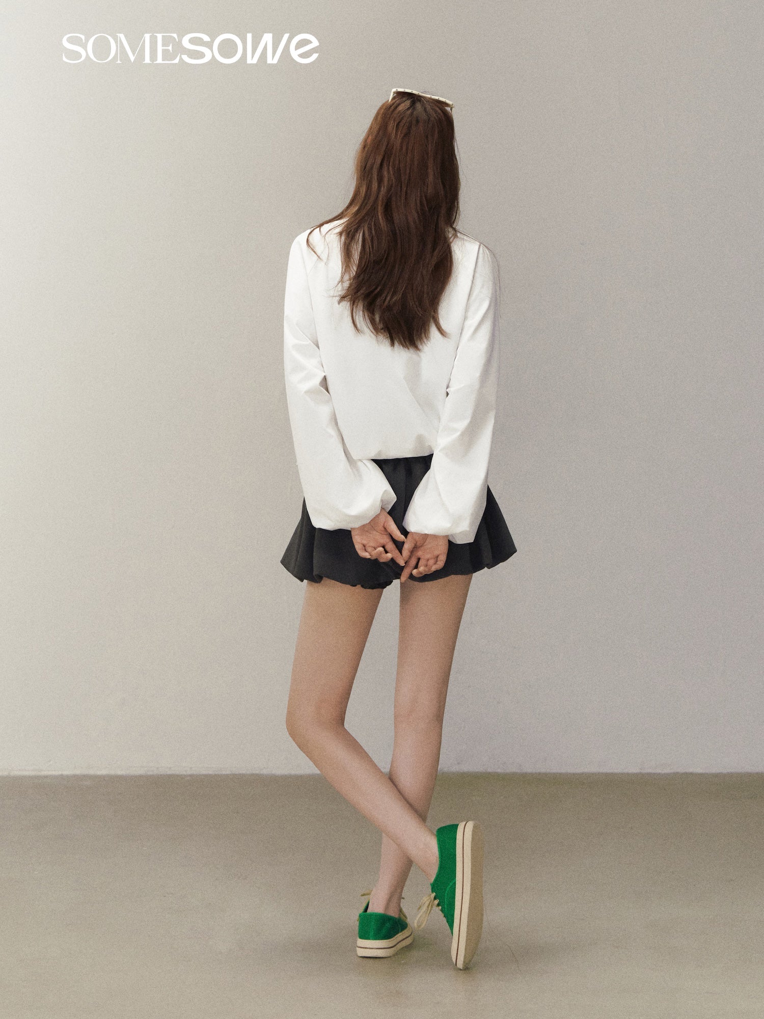 SOMESOWE White Polka Dot Reversible Stand-Collar Jacket | MADAX