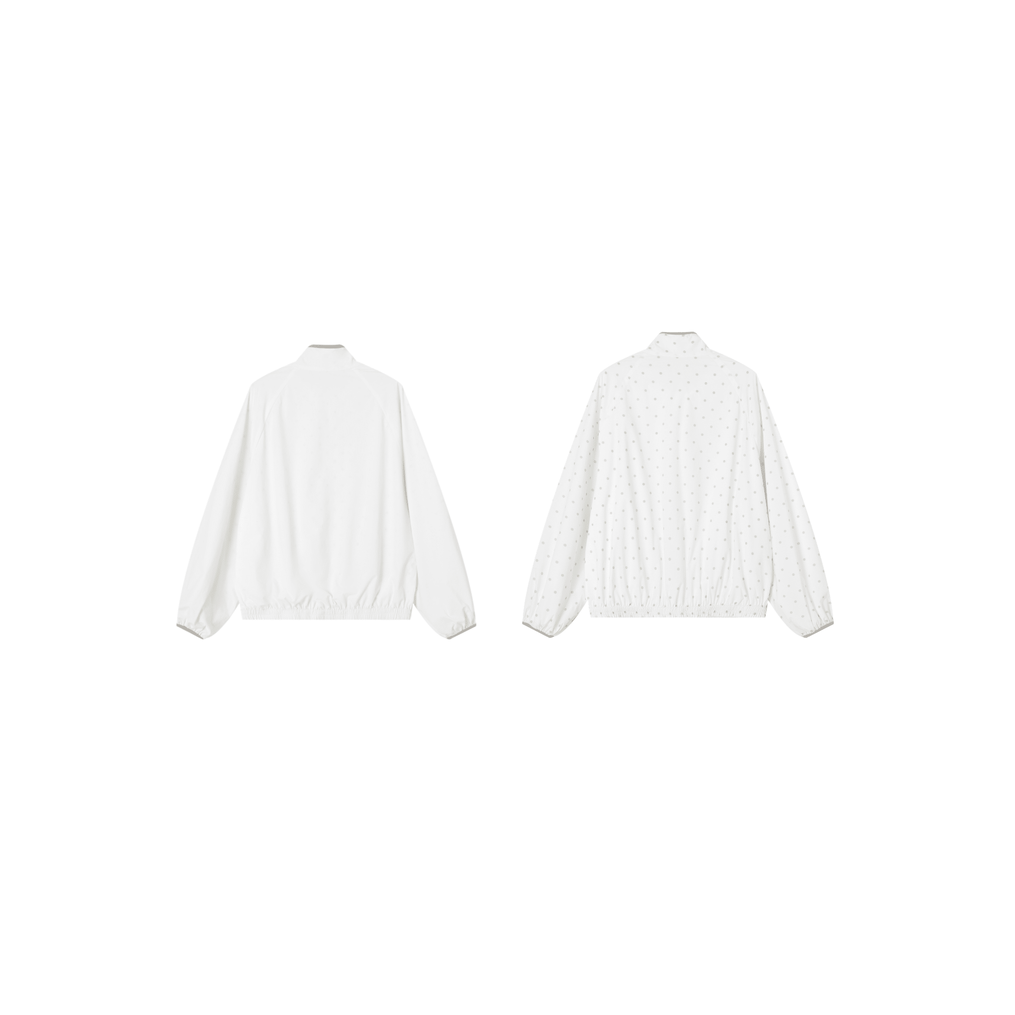 SOMESOWE White Polka Dot Reversible Stand-Collar Jacket | MADAX