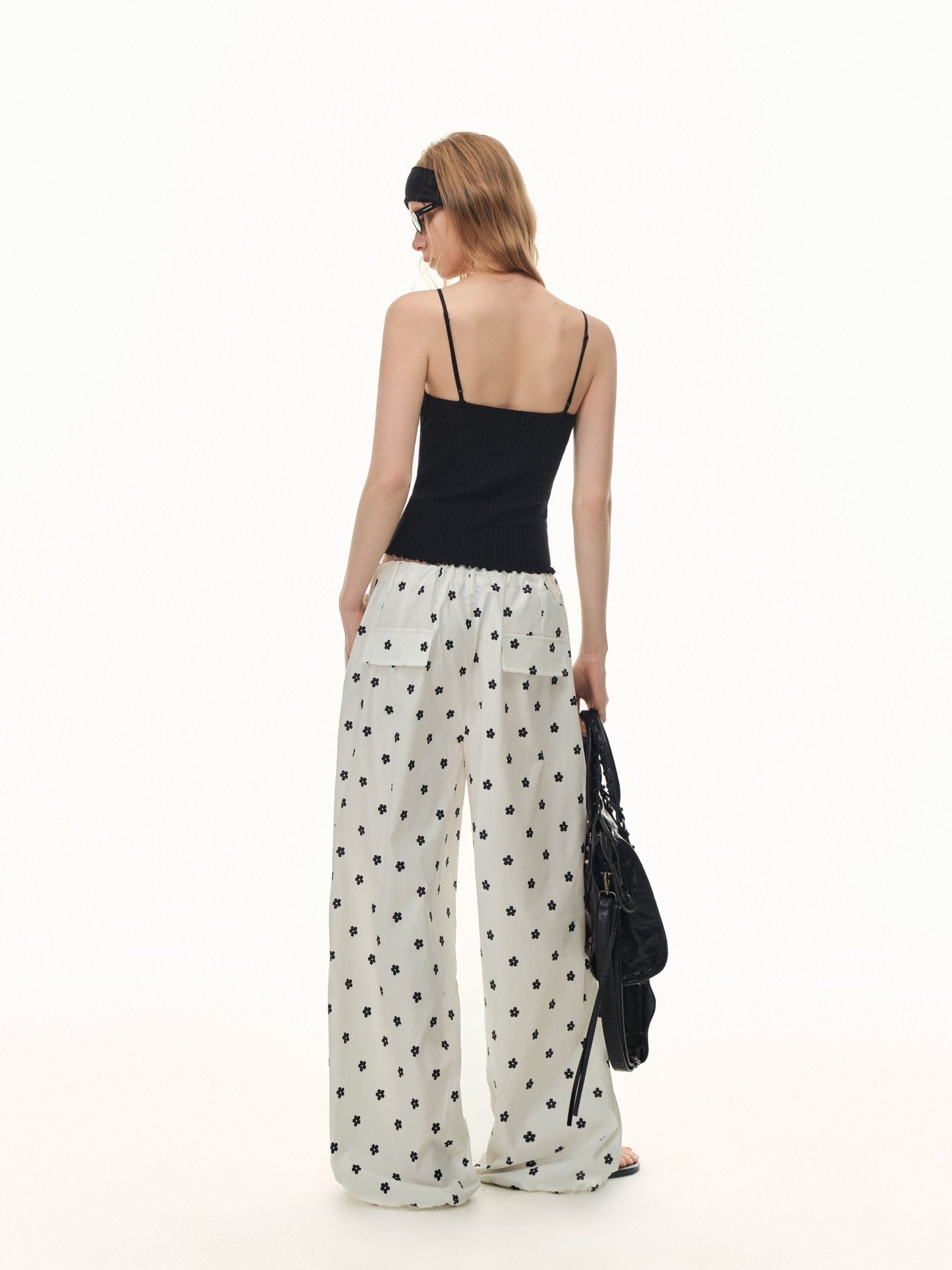 CLIMAX VISION White Printed Double Pleated Drawstring Airy Trousers | MADAX