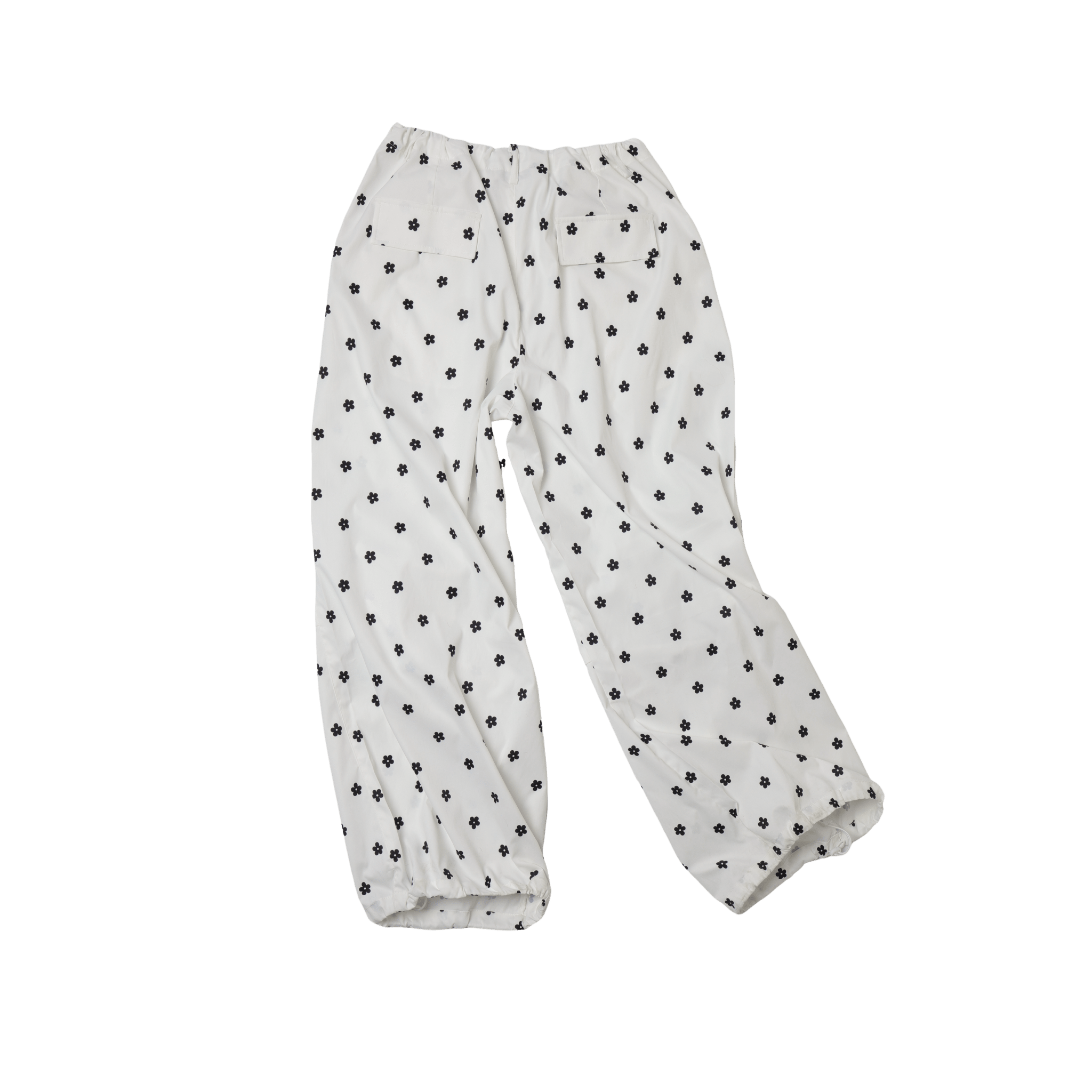 CLIMAX VISION White Printed Double Pleated Drawstring Airy Trousers | MADAX