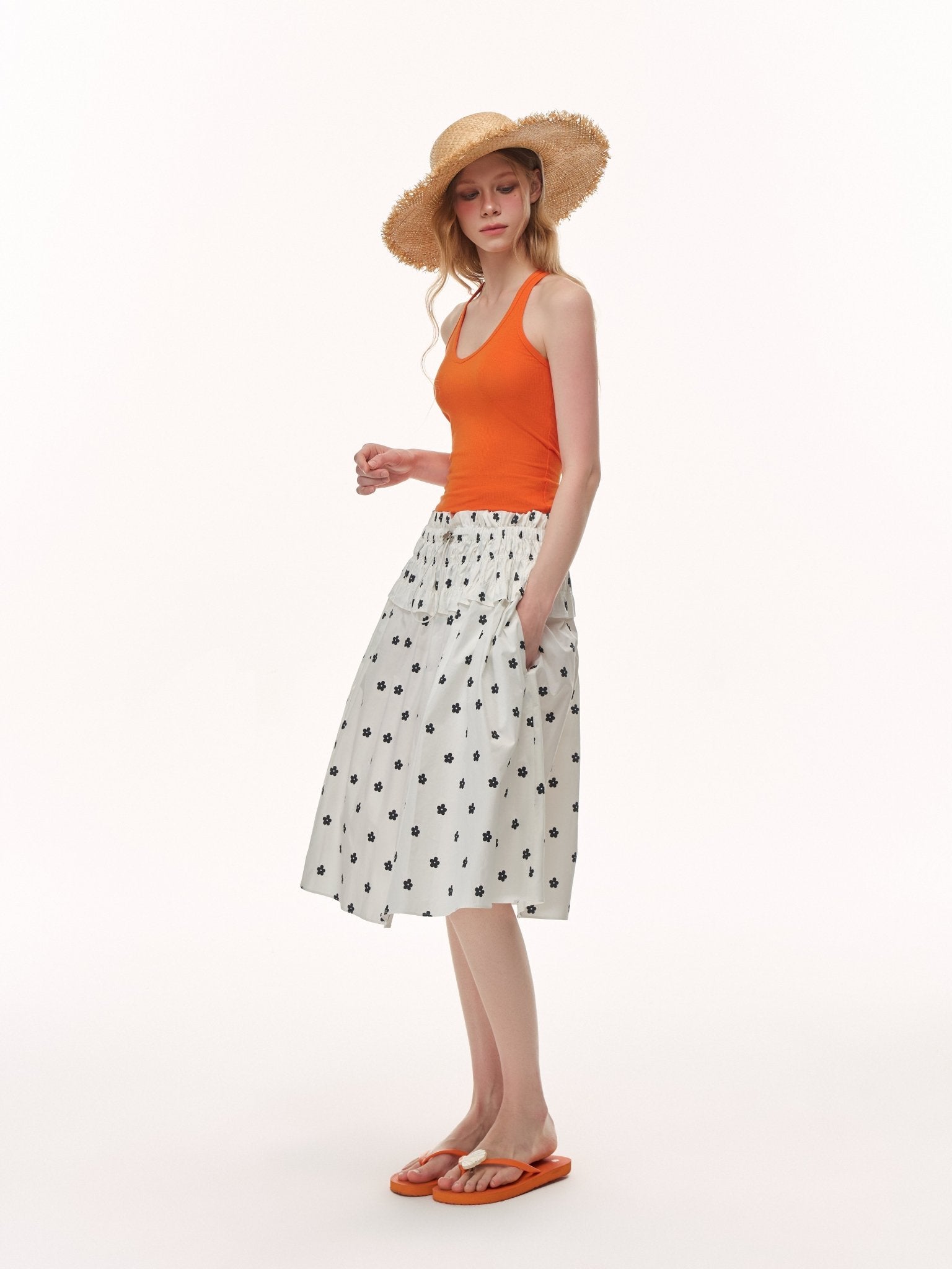 CLIMAX VISION White Printed Two - Way Drawstring Strapless Dress/Skirt | MADAX