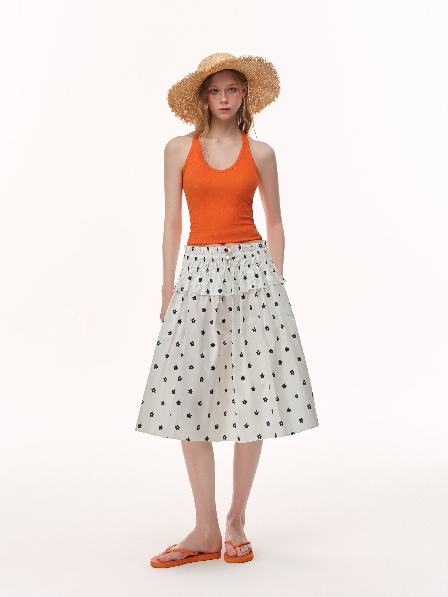 CLIMAX VISION White Printed Two - Way Drawstring Strapless Dress/Skirt | MADAX