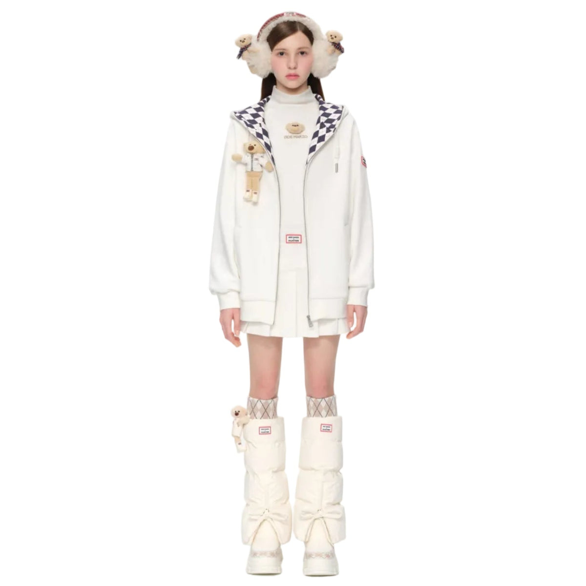 13DE MARZO White Puff-patterned Lace-up Snow Boots | MADAX