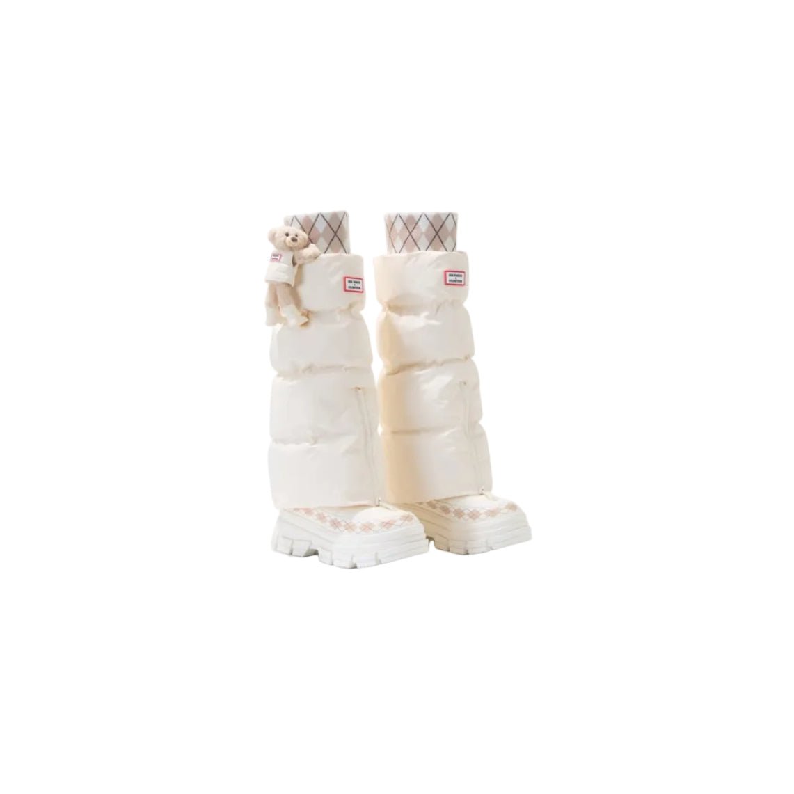 13DE MARZO White Puff-patterned Lace-up Snow Boots | MADAX