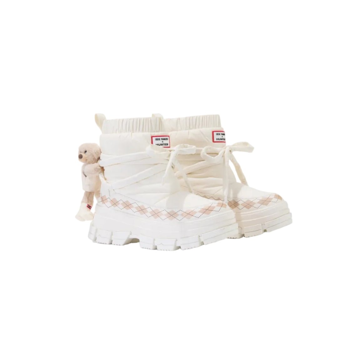13DE MARZO White Puff-patterned Lace-up Snow Boots | MADAX