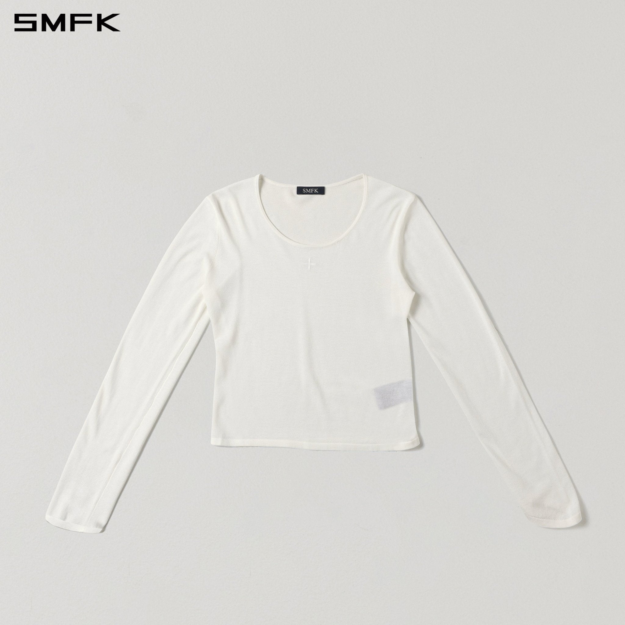SMFK White Round Neck Knit Sweater | MADAX