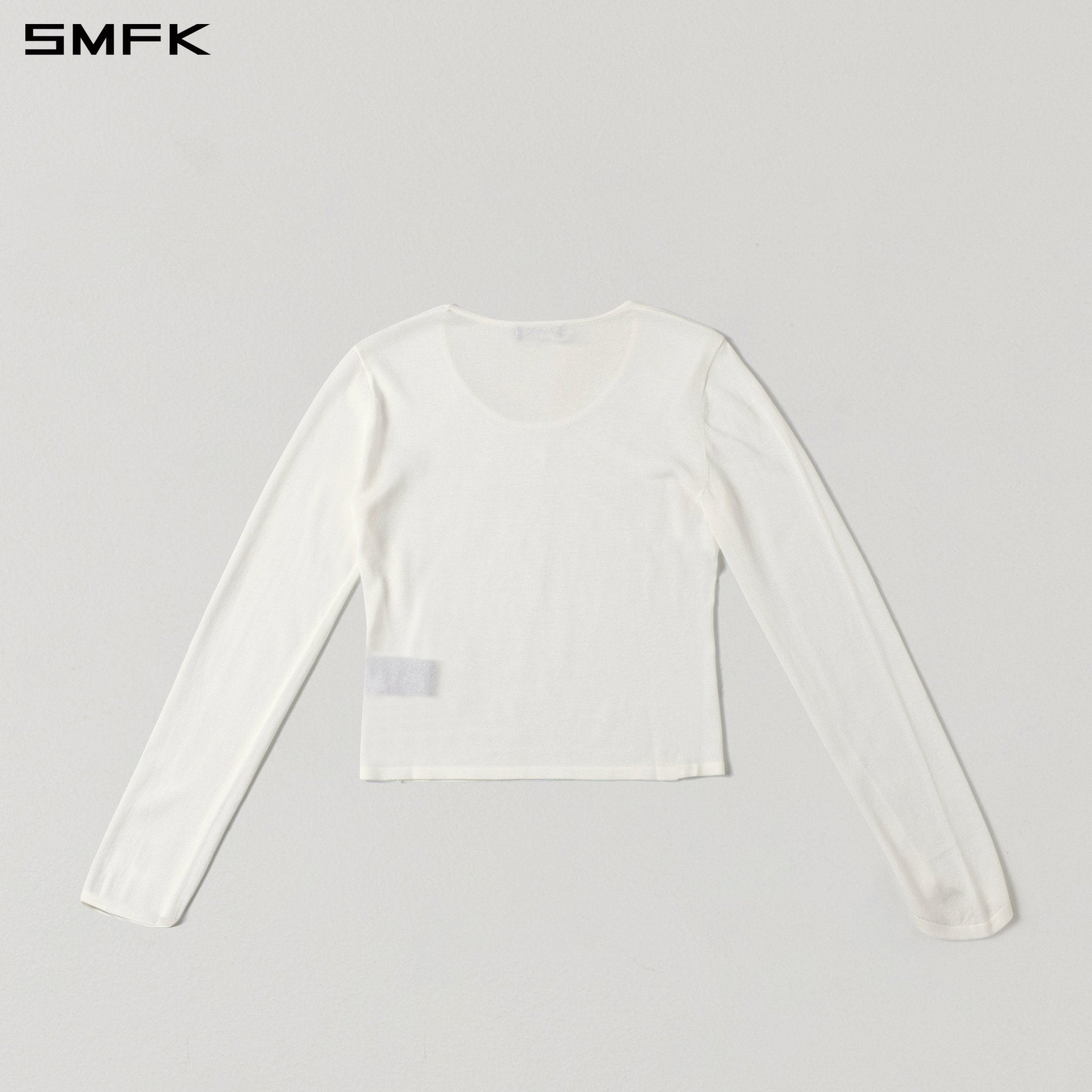 SMFK White Round Neck Knit Sweater | MADAX
