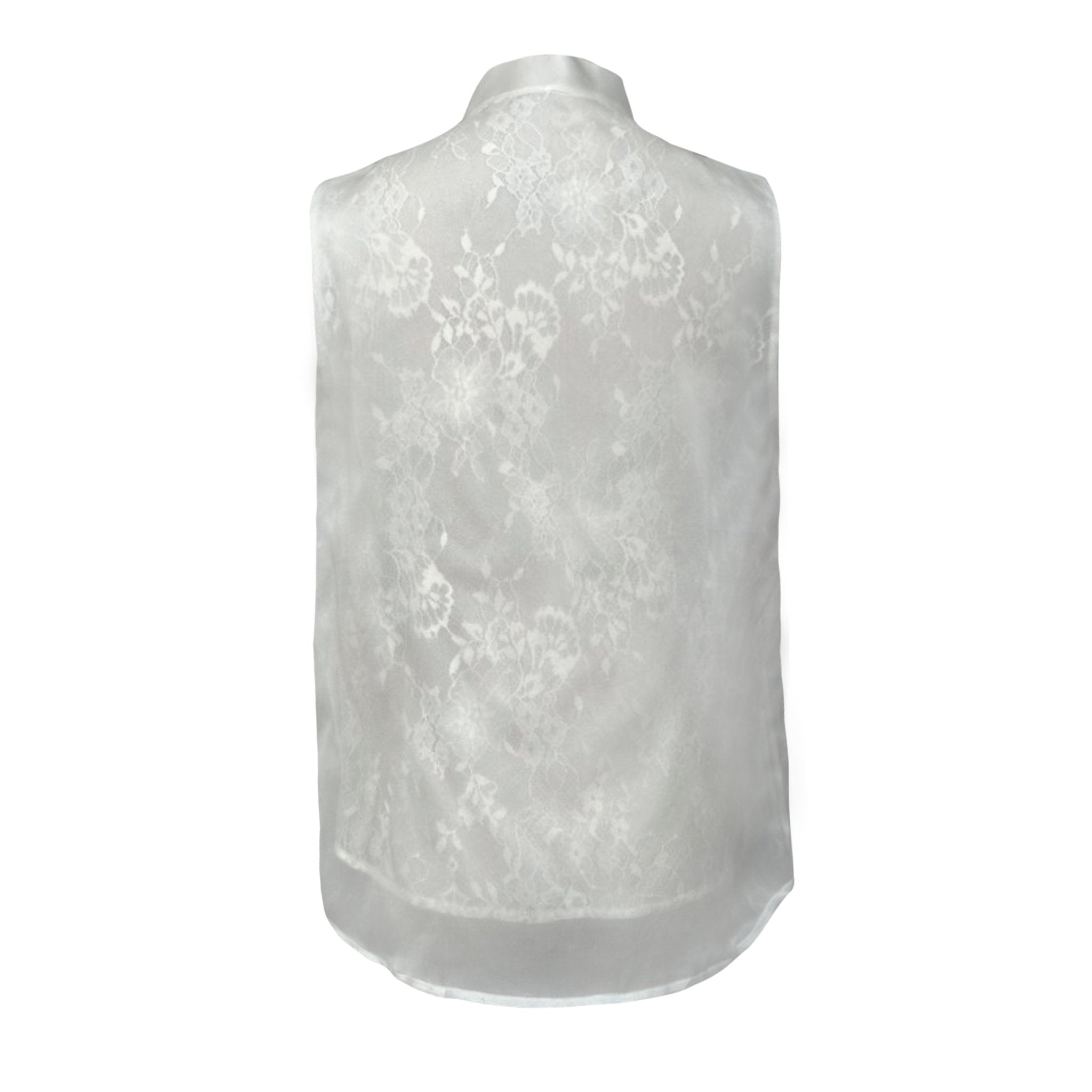 EtheClouds White Ruched Stand Collar Vest | MADA IN CHINA