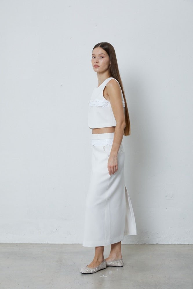 FENGYI TAN White Sequined Long Skirt | MADA IN CHINA