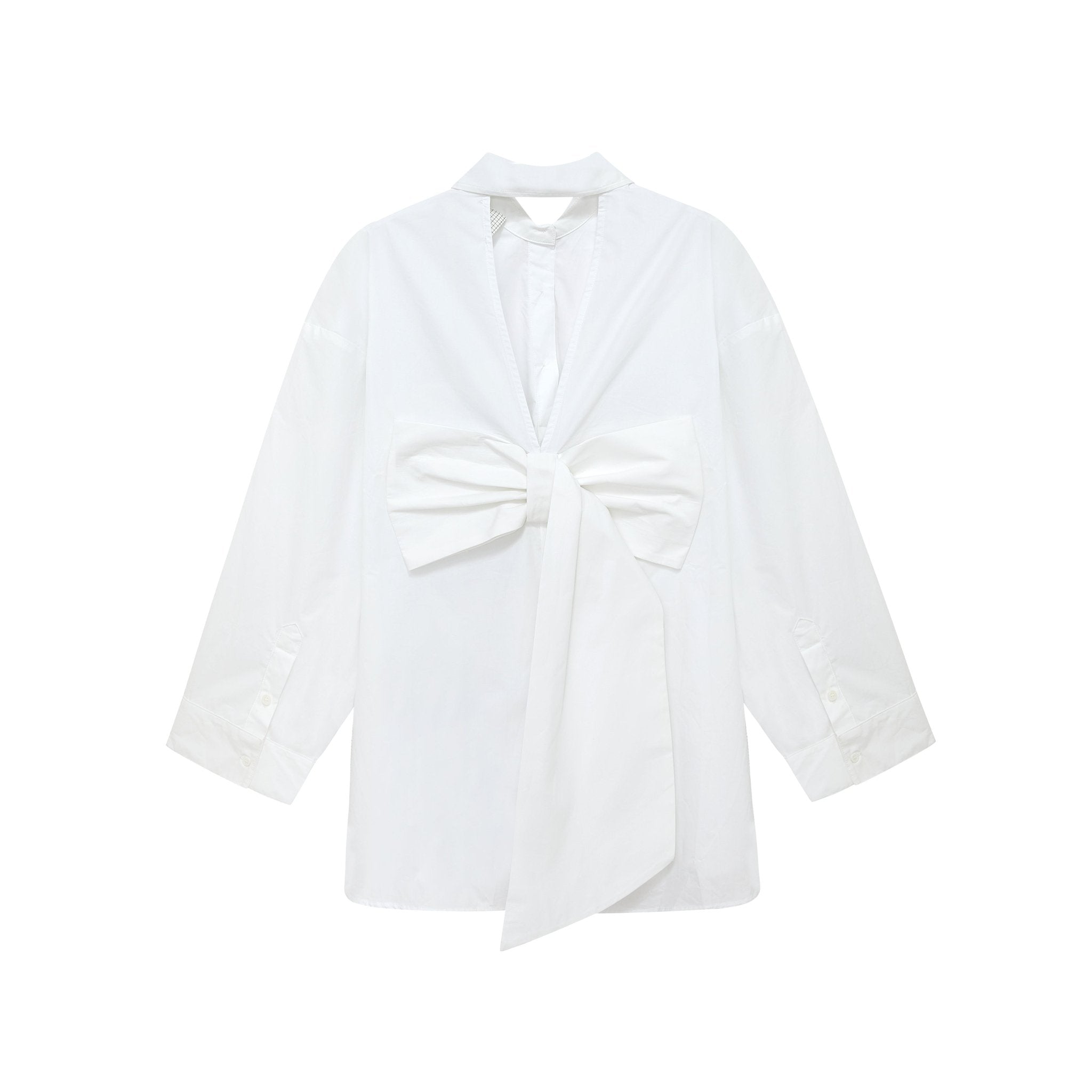 Maca Kaka White Shirt Dress With Bowknot | MADA IN CHINA