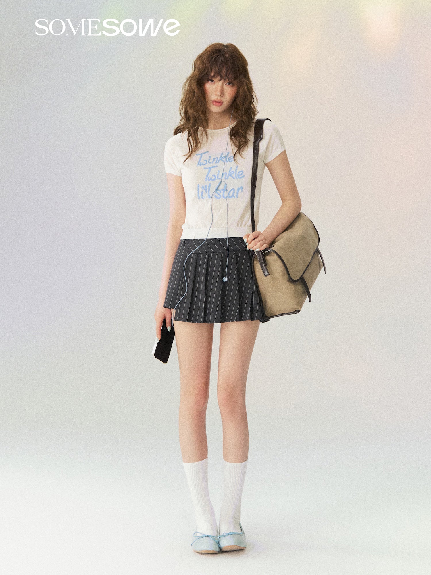 SOMESOWE White Short-Sleeved T-Shirt with Little Stars | MADAX