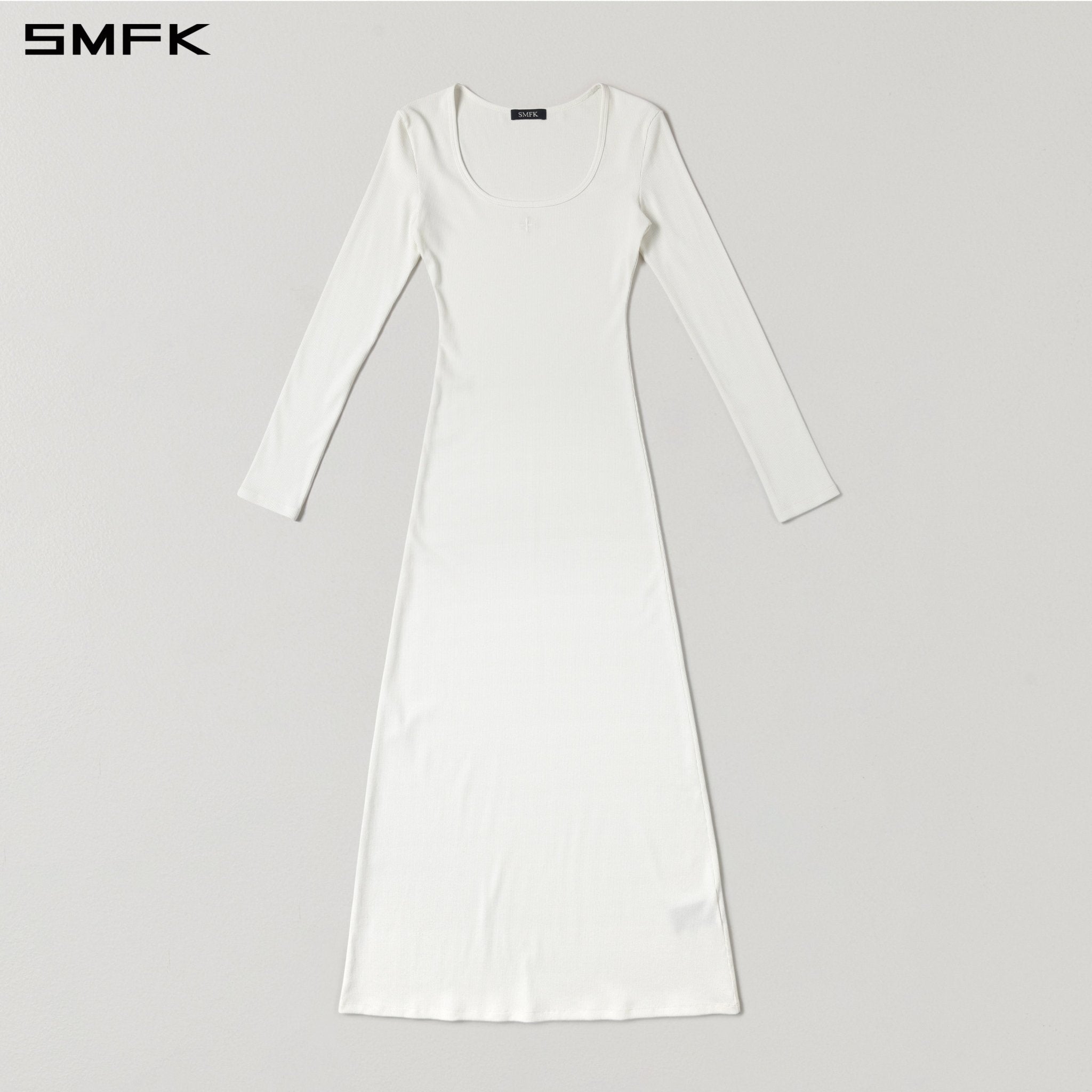 SMFK White Silk Long-Sleeved Dress | MADAX