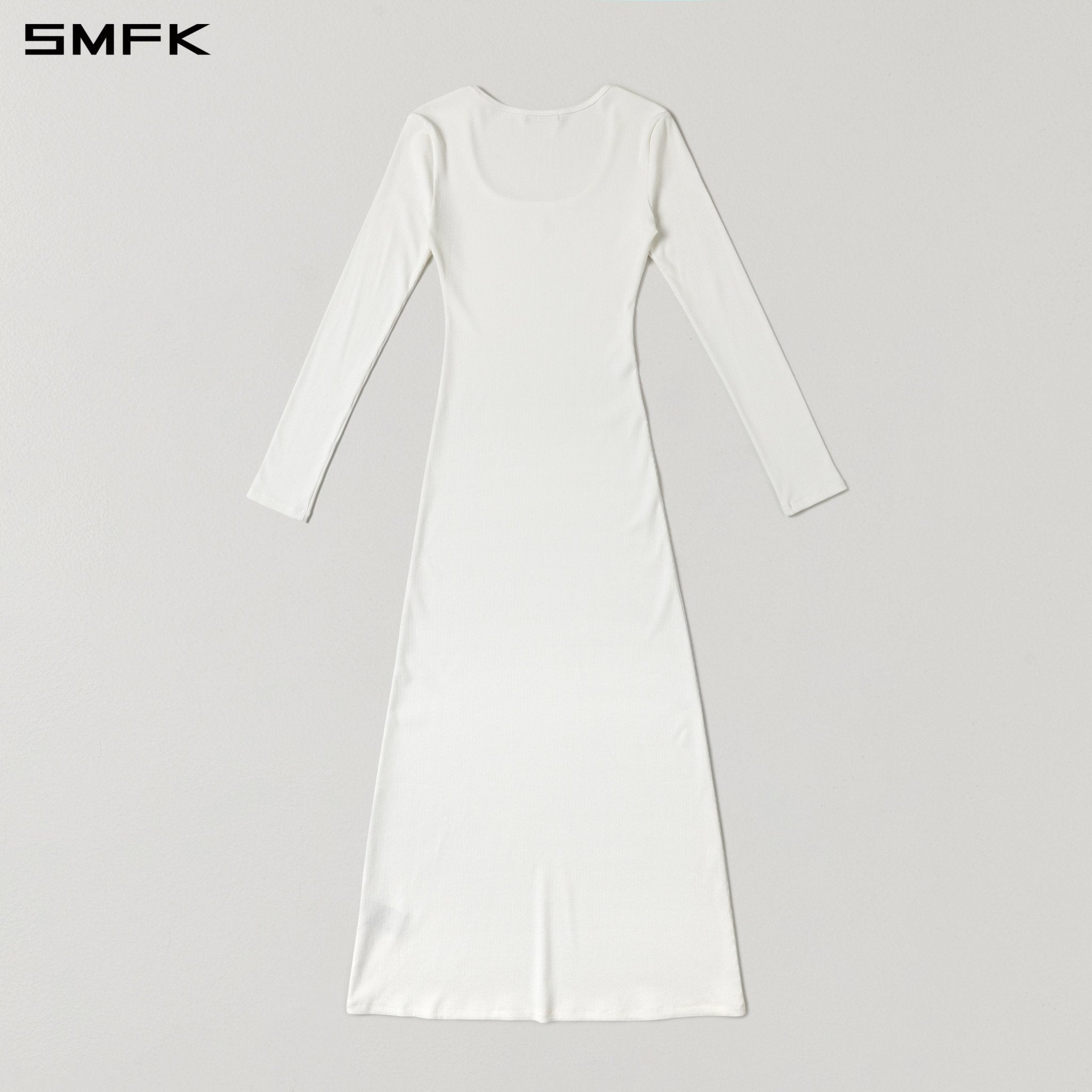 SMFK White Silk Long-Sleeved Dress | MADAX