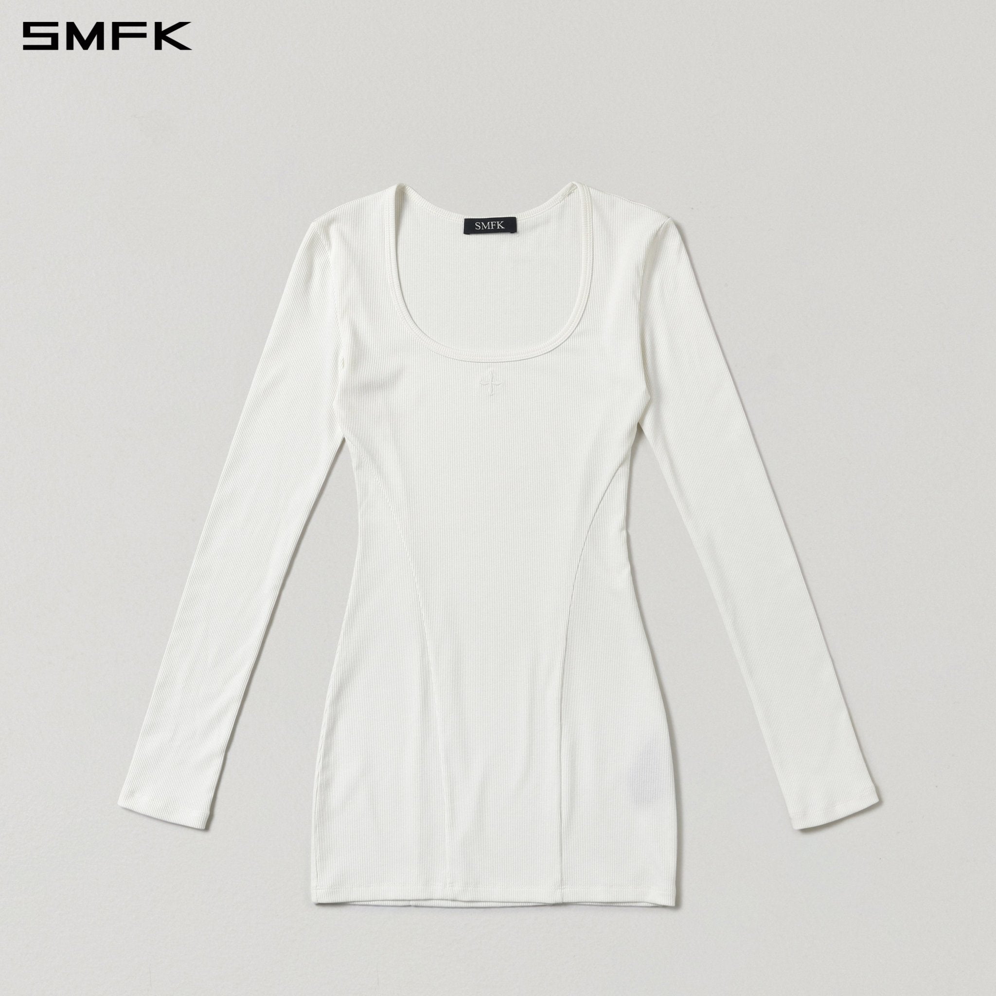 SMFK White Silk Long-Sleeved Short Dress | MADAX
