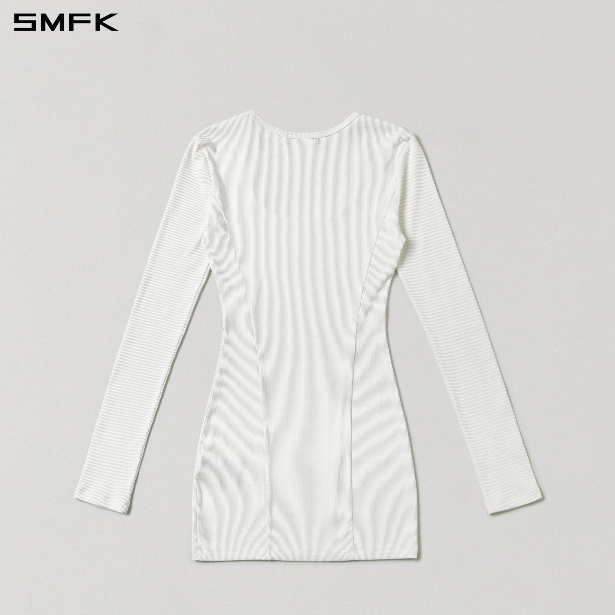 SMFK White Silk Long-Sleeved Short Dress | MADAX