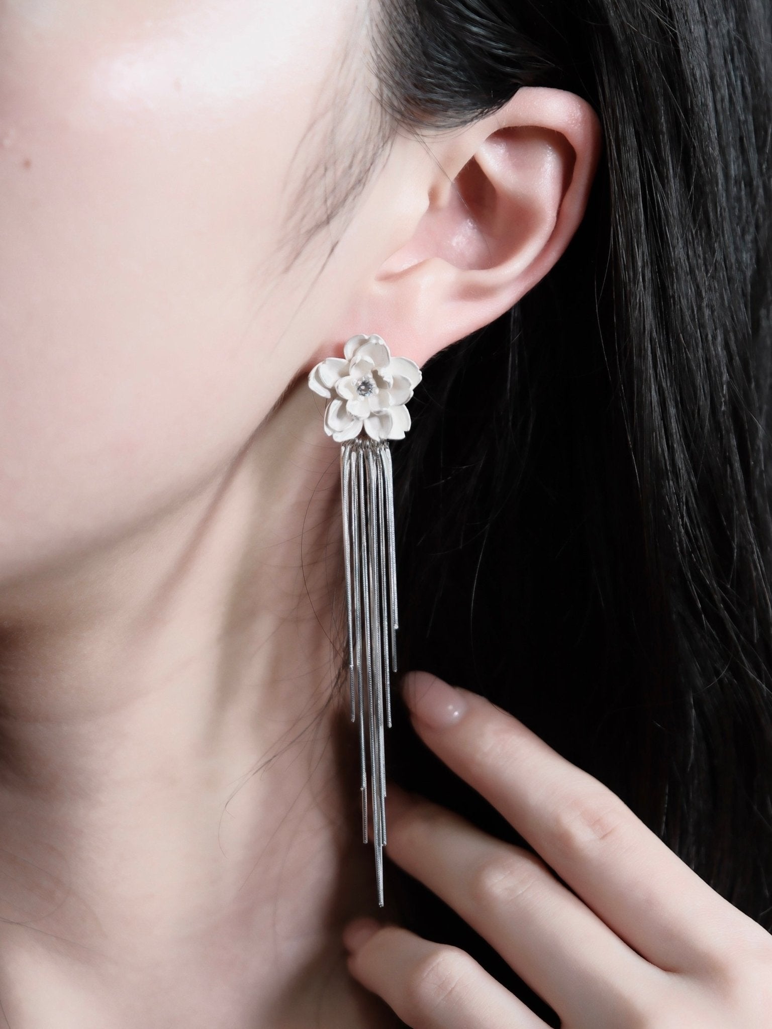 CHENG White Silver Cherry Blossom Earrings | MADA IN CHINA