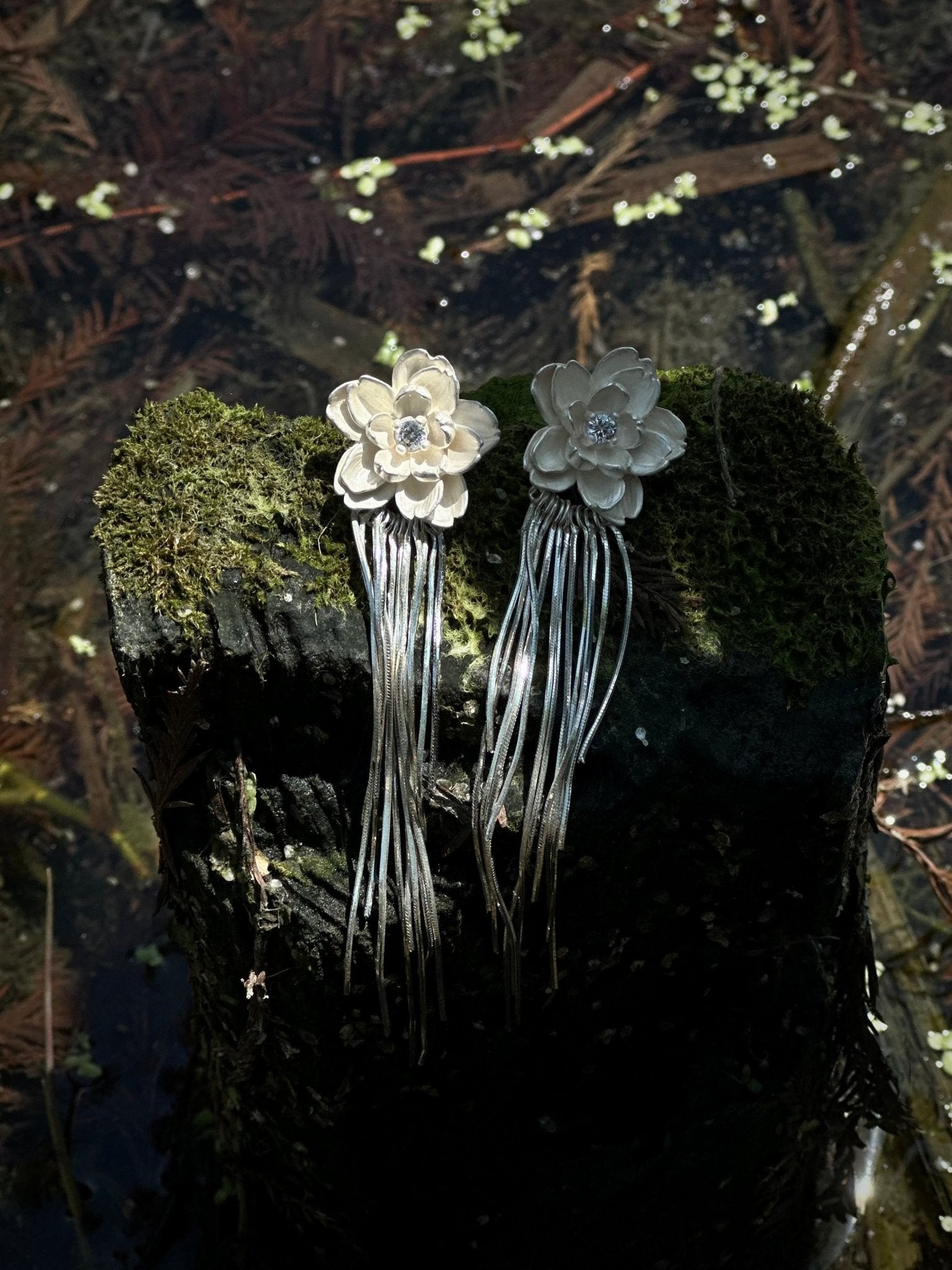 CHENG White Silver Cherry Blossom Earrings | MADA IN CHINA