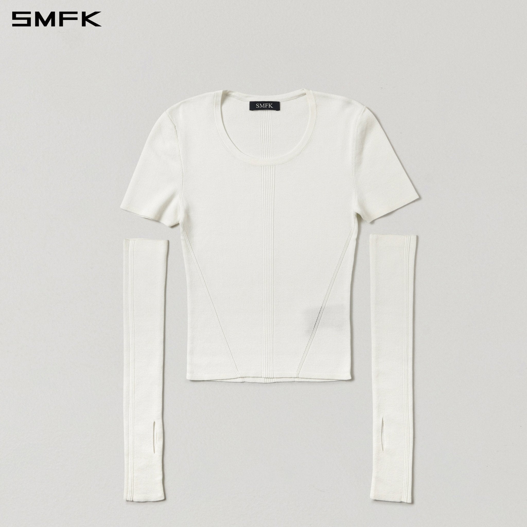SMFK White Slim-Fit Sleeve T-shirt | MADAX