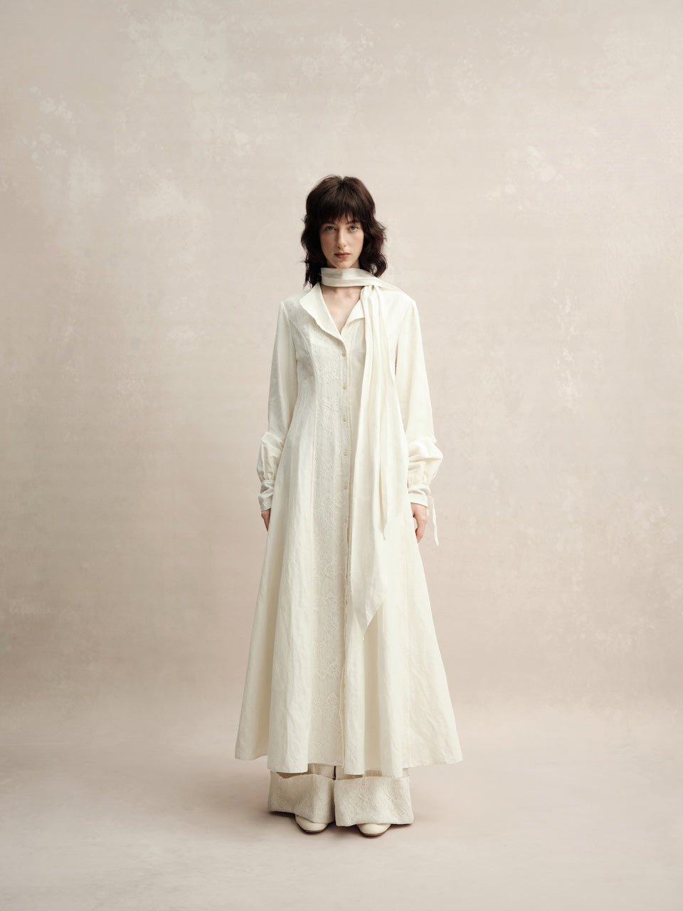 ELYWOOD White Tie - front Shirt Dress | MADAX