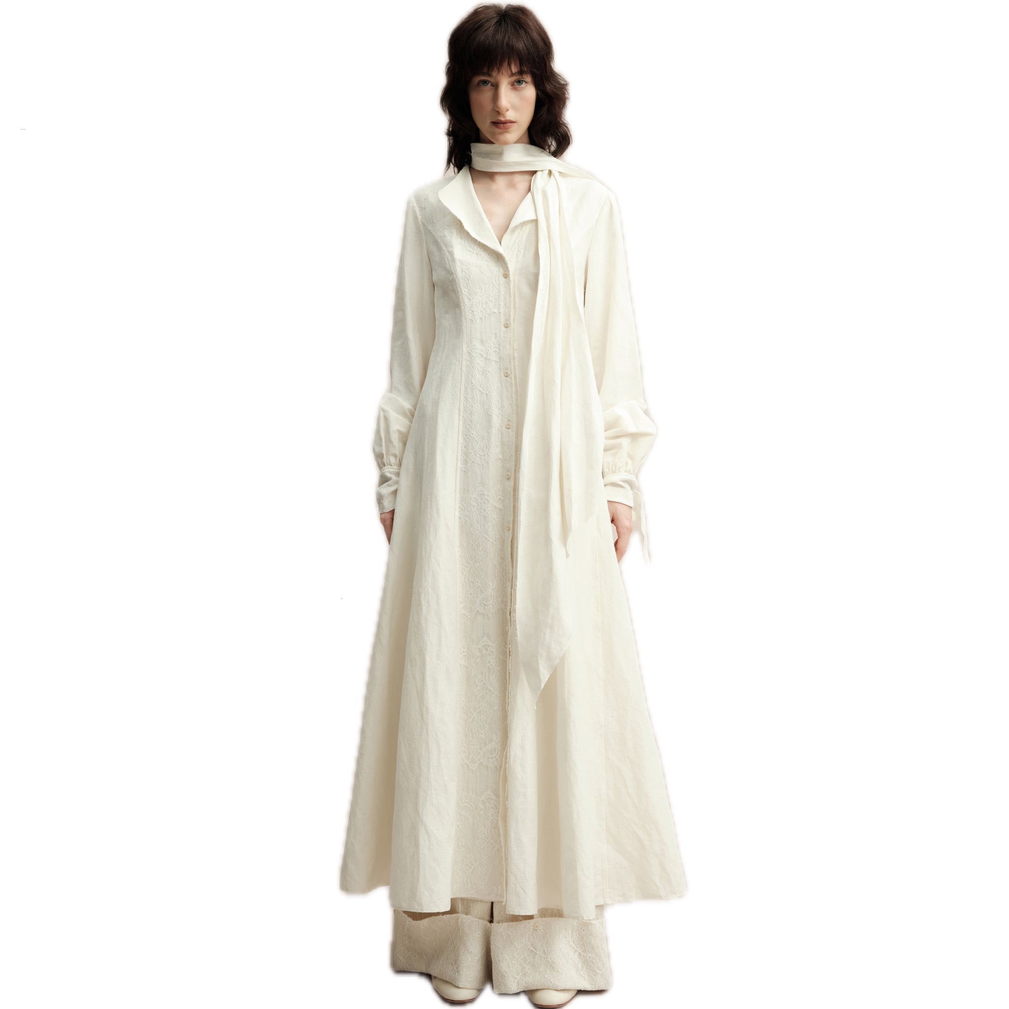 ELYWOOD White Tie - front Shirt Dress | MADAX