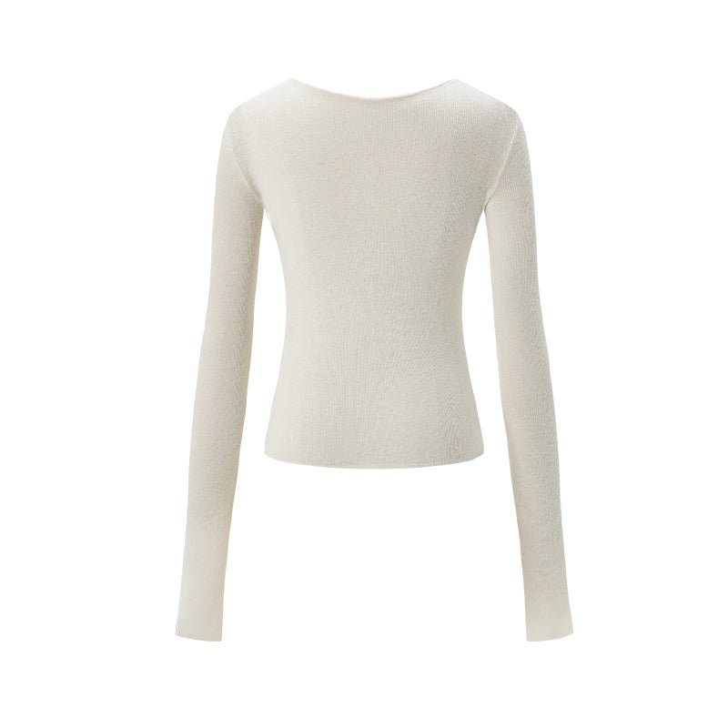 NAWS White Twisted Henley Collar Knitwear Top | MADAX