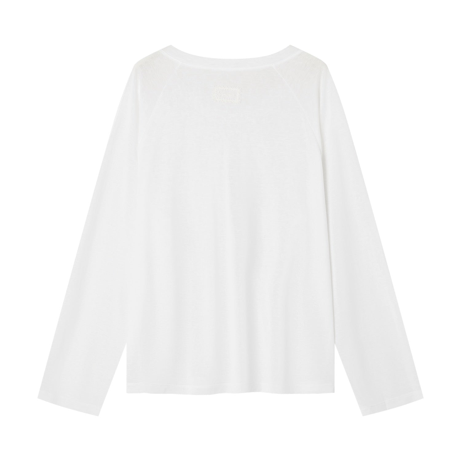 SOMESOWE White V-neck Long-Sleeved T-Shirt | MADAX