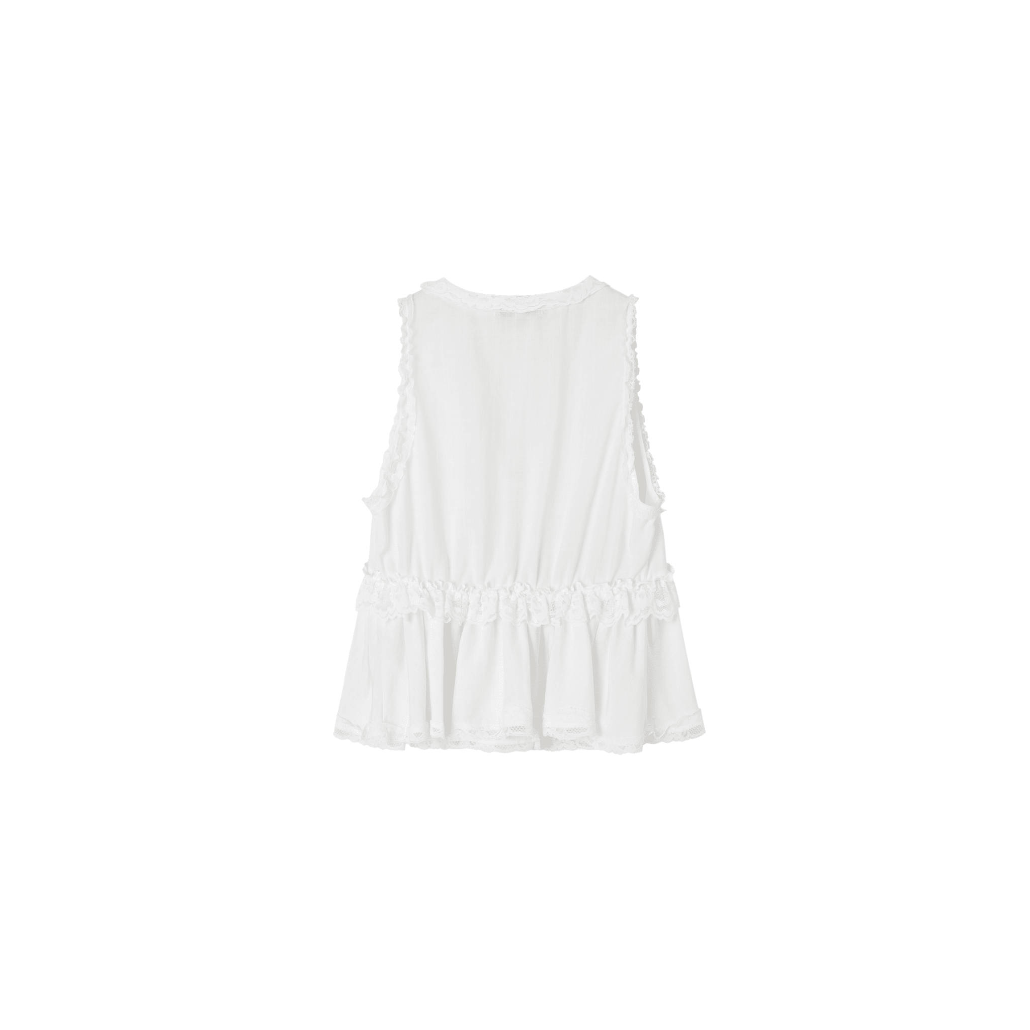 SOMESOWE White V - neck Tie - front Lace - trimmed Top | MADAX
