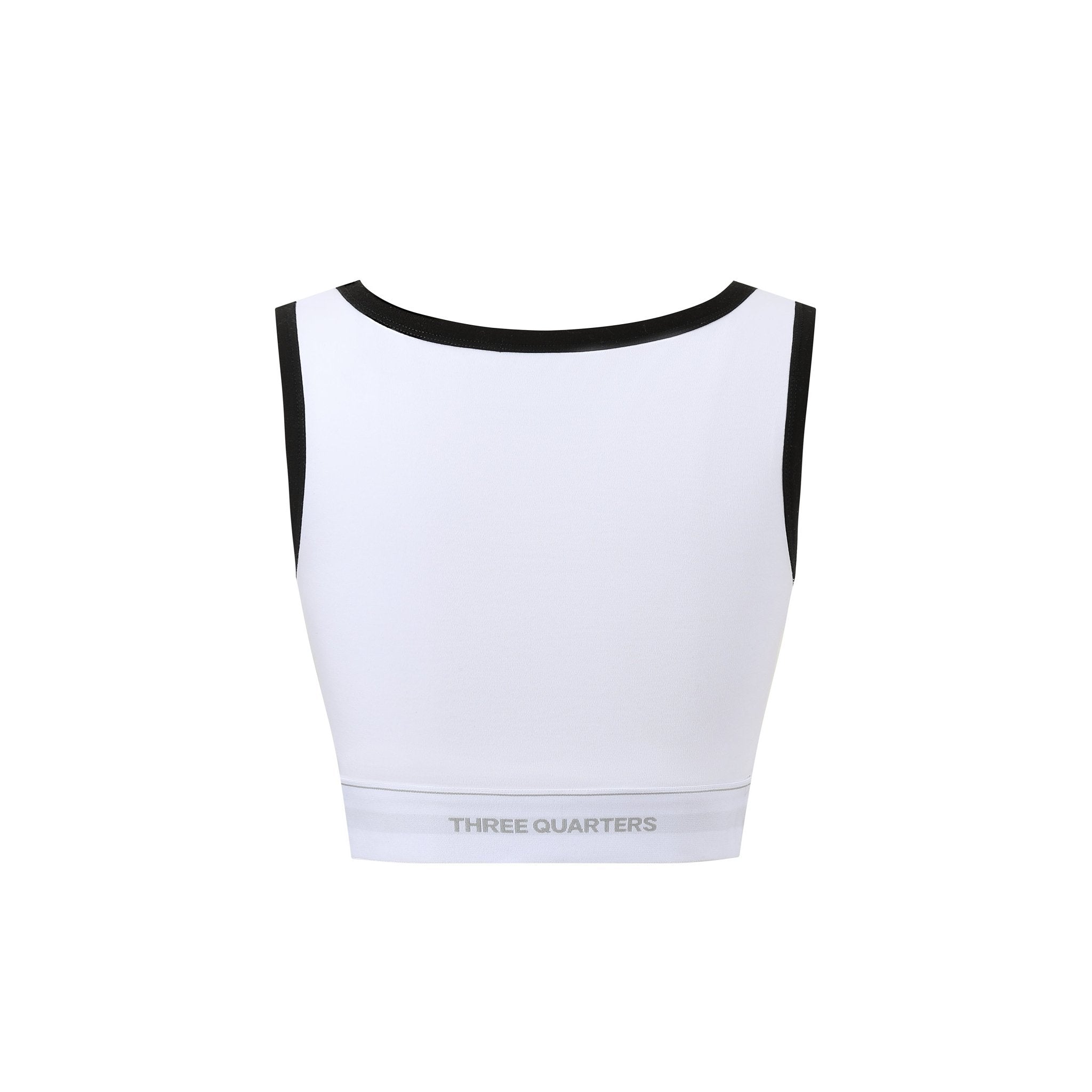 THREE QUARTERS White with Black Edge Customized Logo Webbing Ironing Undershirt | MADA IN CHINA