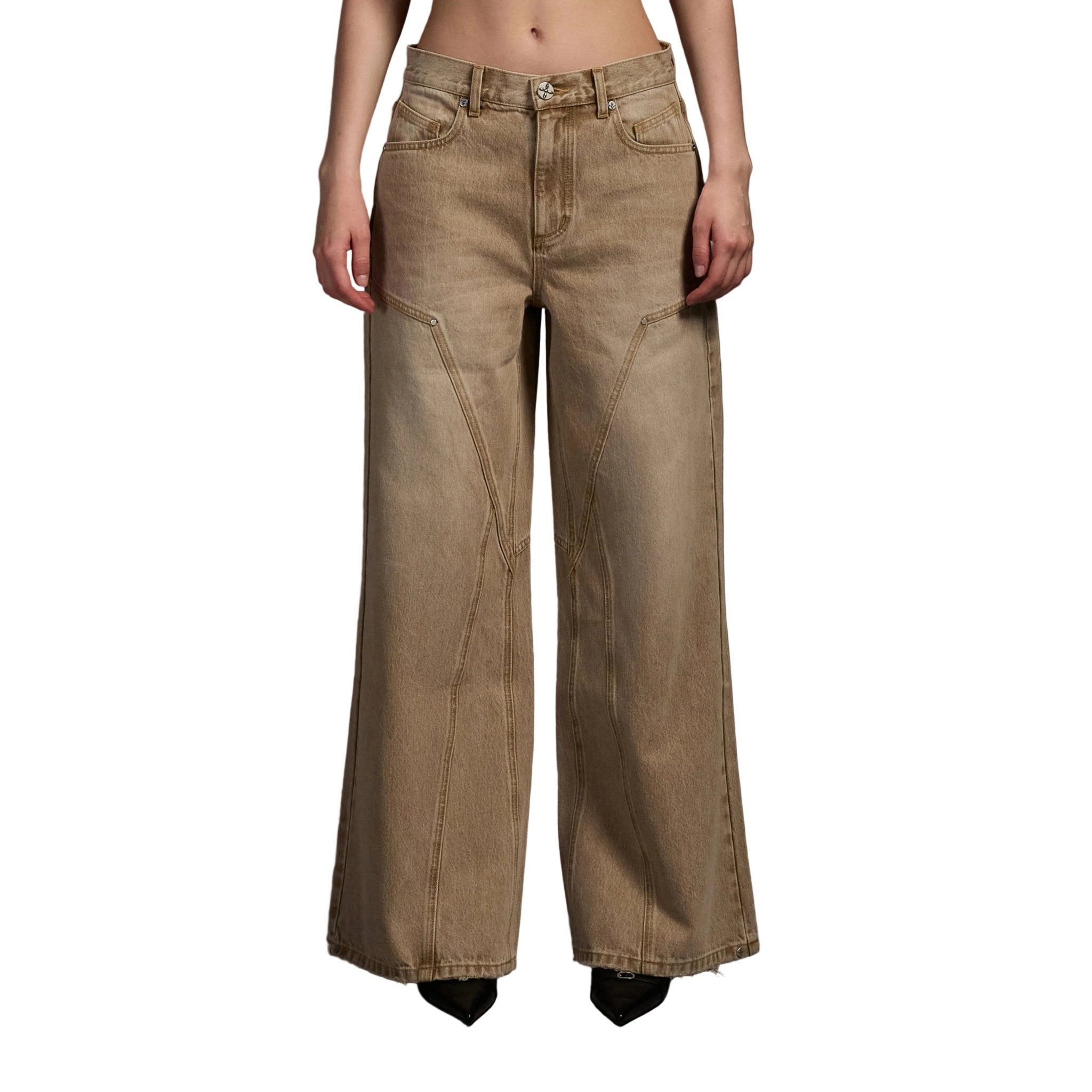 SMFK Wide-Leg Flared Jeans in Skin Tone | MADAX