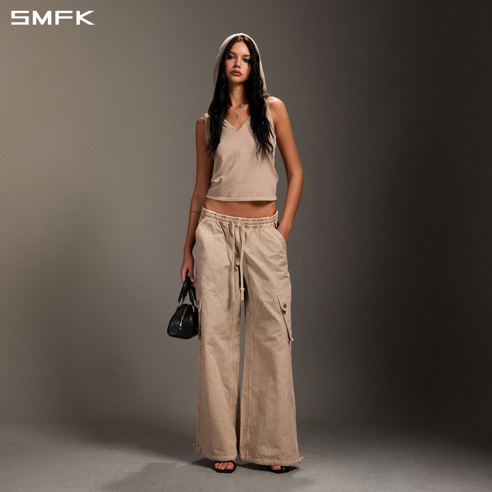 SMFK Wide-Leg Sportswear Pants in Skin Tone | MADAX